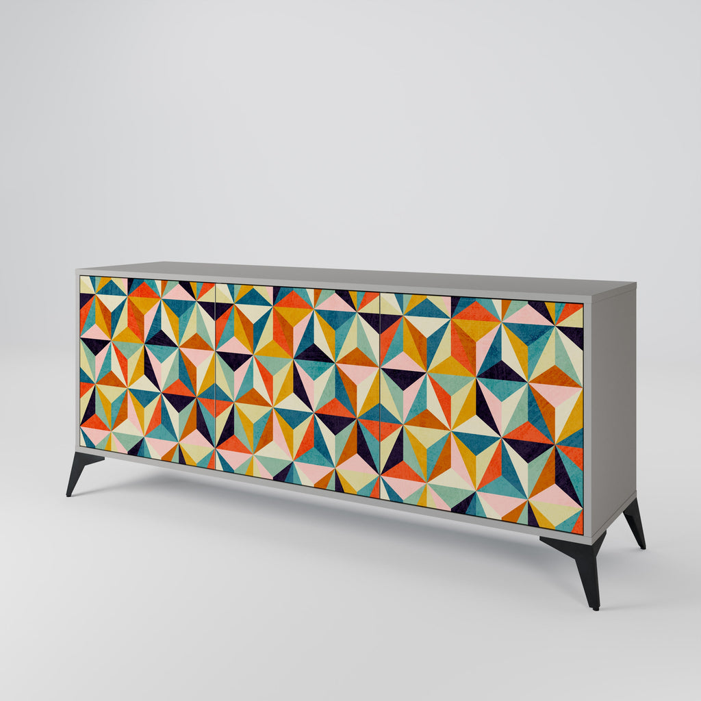 TESSELATE TREASURES 3-Door Sideboard in Grey Finish