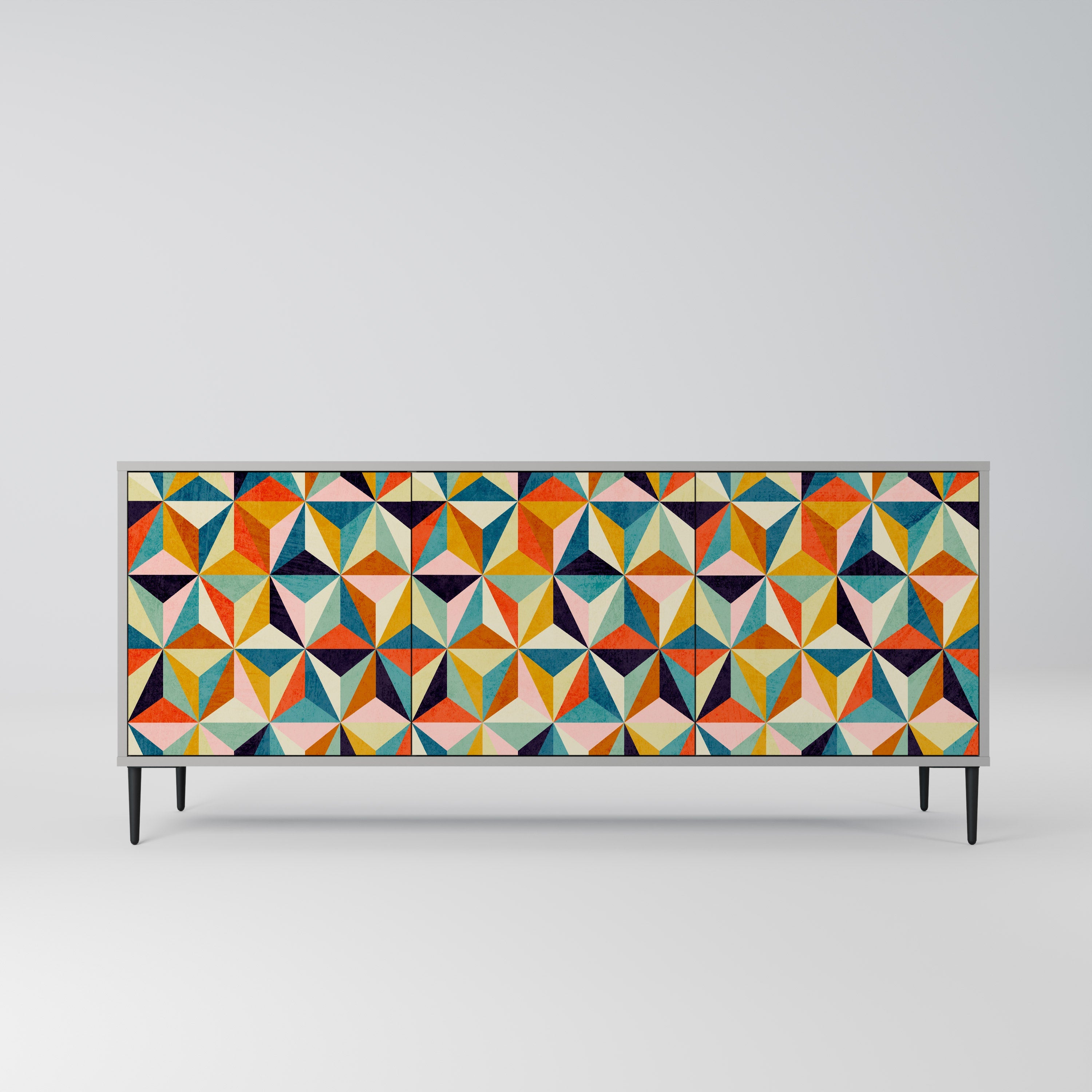 TESSELATE TREASURES 3-Door Sideboard in Grey Finish