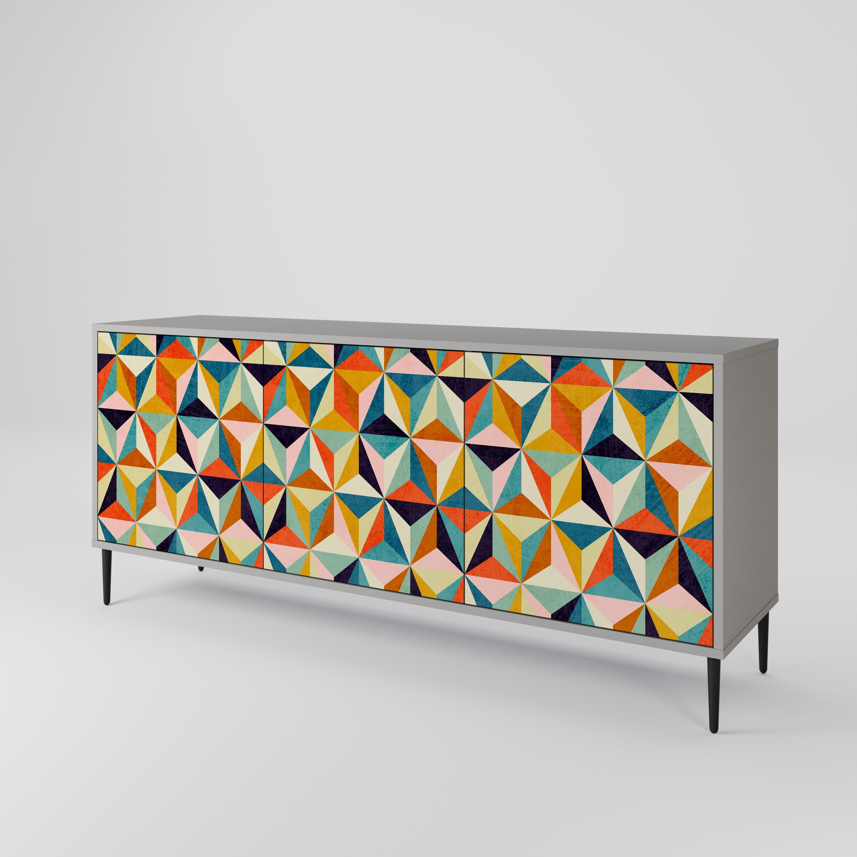 TESSELATE TREASURES 3-Door Sideboard in Grey Finish