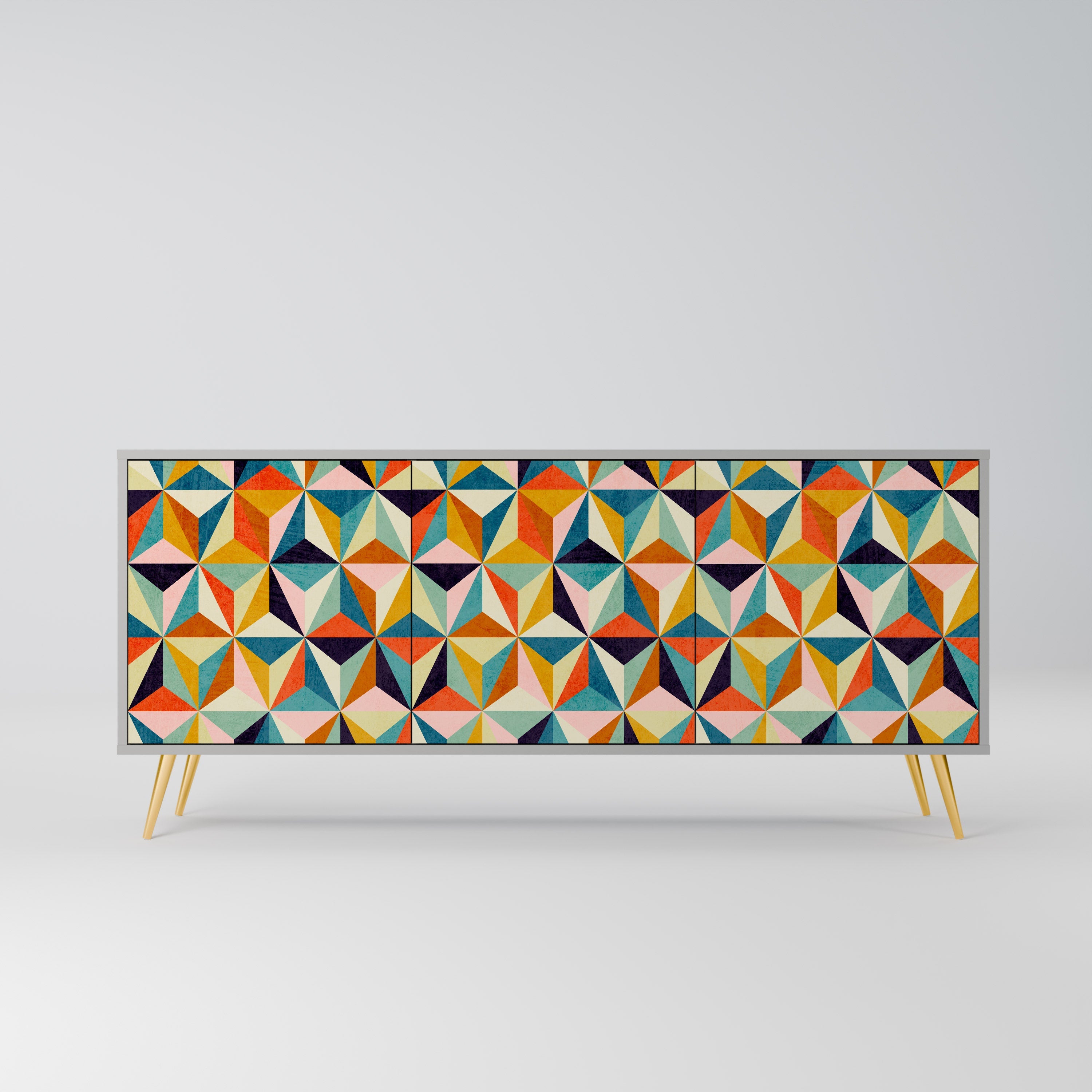 TESSELATE TREASURES 3-Door Sideboard in Grey Finish