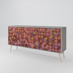 PAINTED SQUARES 3-Door Sideboard in Grey Finish