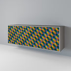 PAINTED SQUARES MIX 3-Door Sideboard in Grey Finish