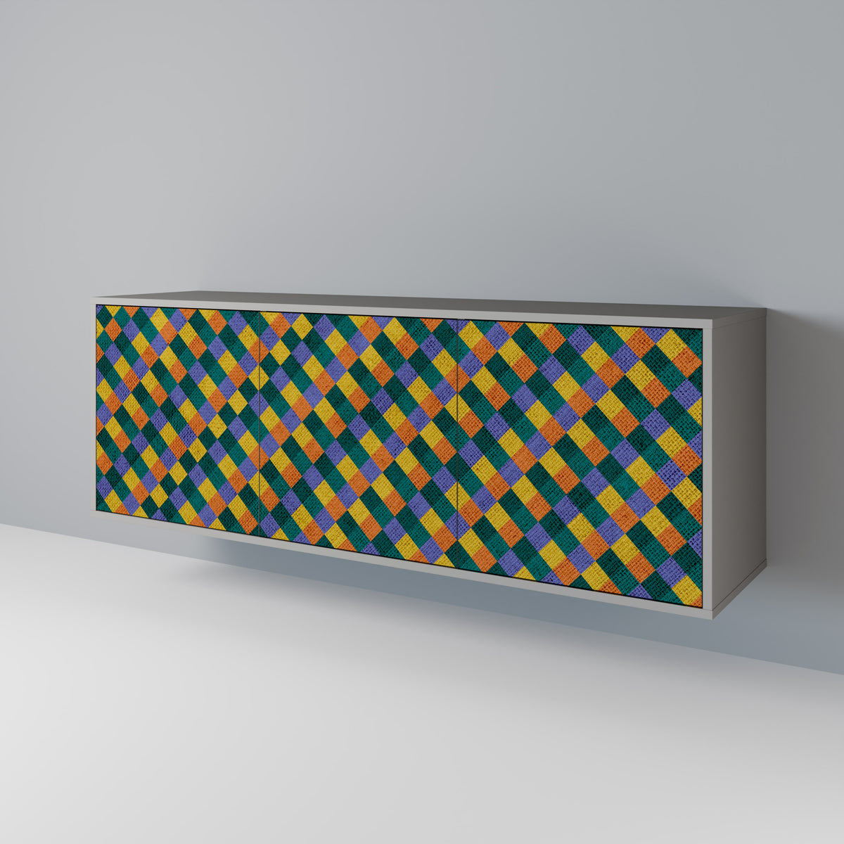 PAINTED SQUARES MIX 3-Door Sideboard