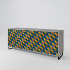 PAINTED SQUARES MIX 3-Door Sideboard in Grey Finish