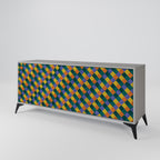 PAINTED SQUARES MIX 3-Door Sideboard in Grey Finish