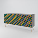PAINTED SQUARES MIX 3-Door Sideboard in Grey Finish