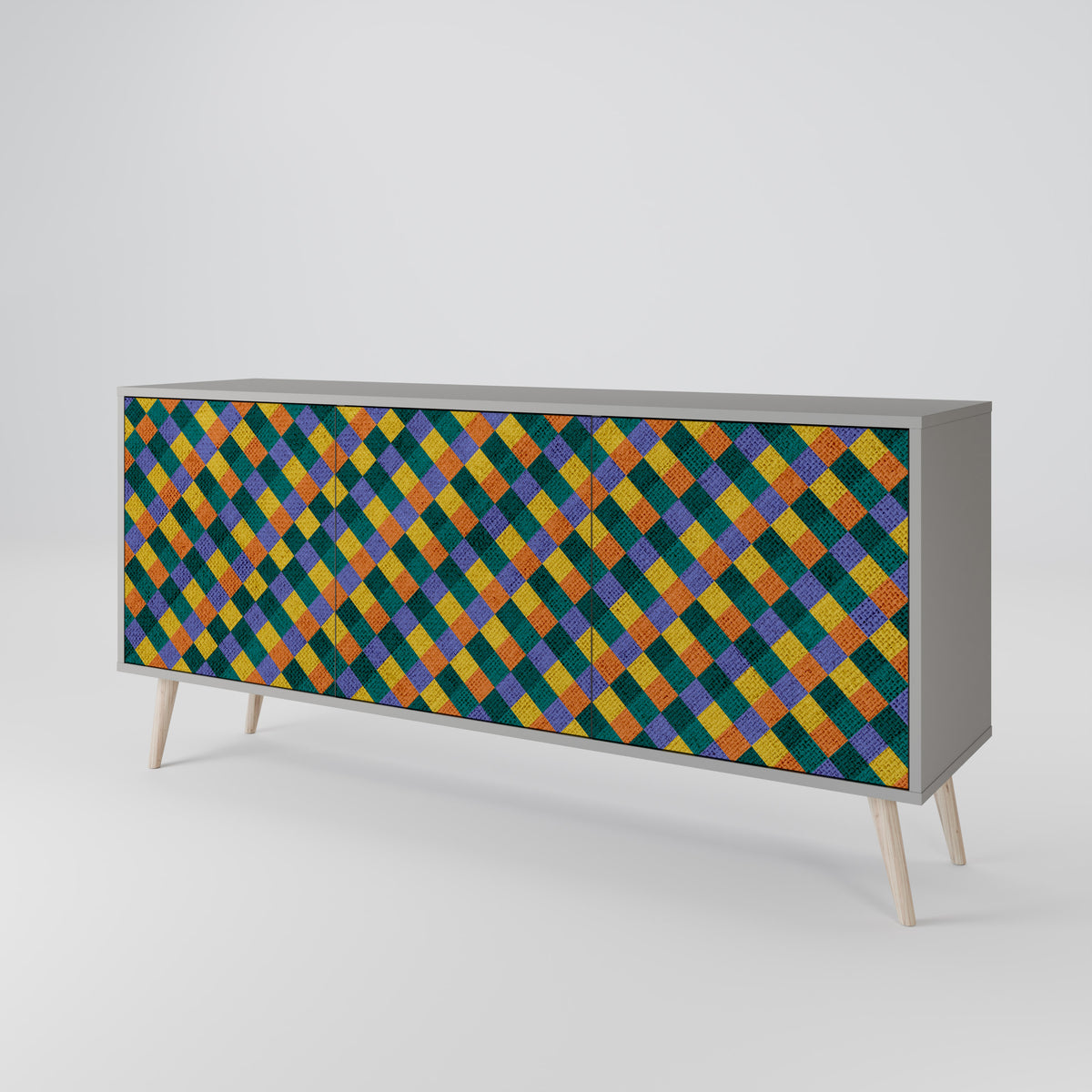 PAINTED SQUARES MIX 3-Door Sideboard