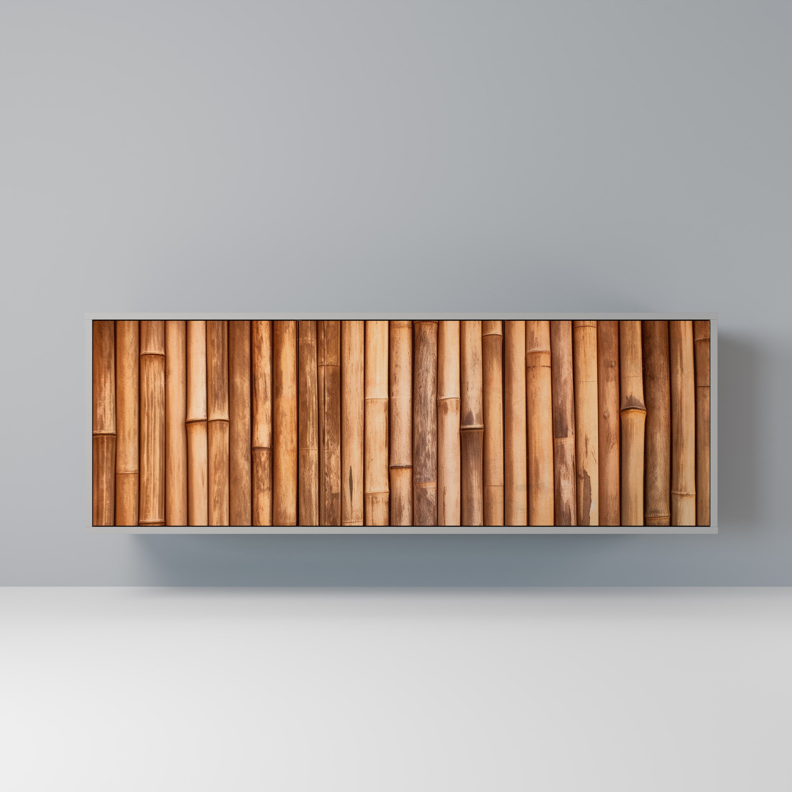 NATURAL WOOD 3-Door Sideboard in Grey Finish