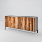 NATURAL WOOD 3-Door Sideboard in Grey Finish