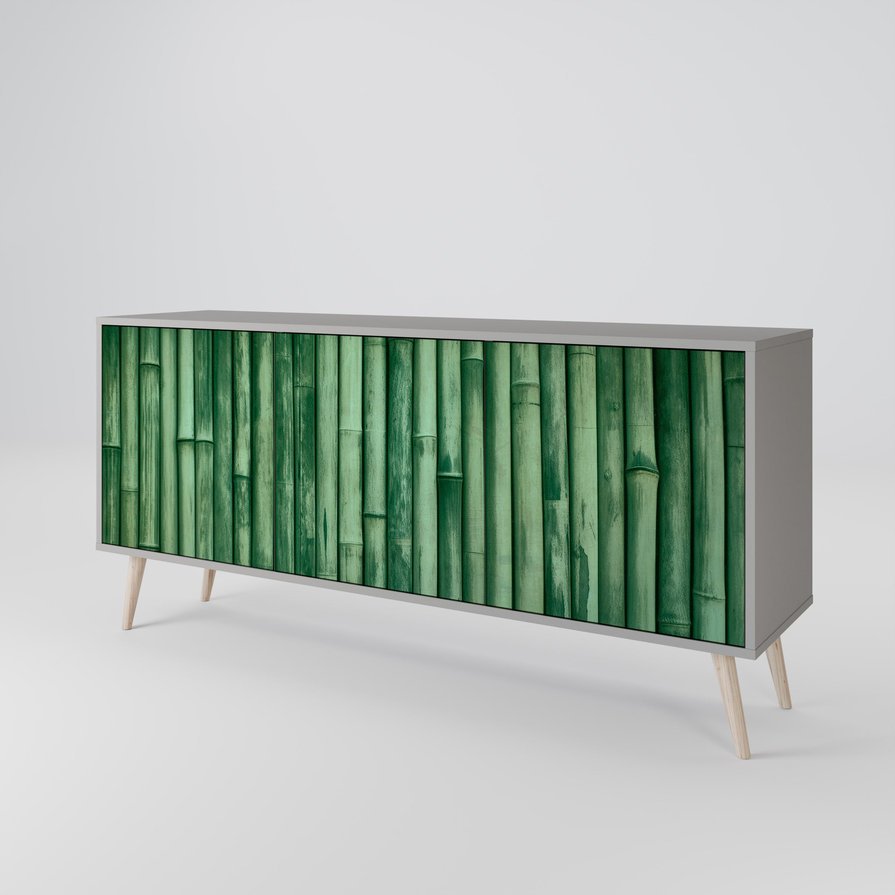 NATURAL GREEN 3-Door Sideboard in Grey Finish