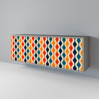 COLORFUL NOSTALGIA 3-Door Sideboard in Grey Finish