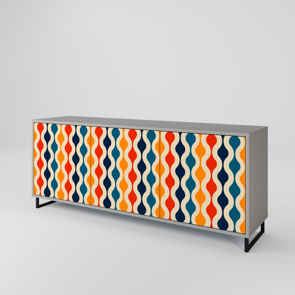 COLORFUL NOSTALGIA 3-Door Sideboard in Grey Finish