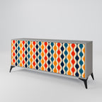 COLORFUL NOSTALGIA 3-Door Sideboard in Grey Finish