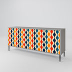 COLORFUL NOSTALGIA 3-Door Sideboard in Grey Finish