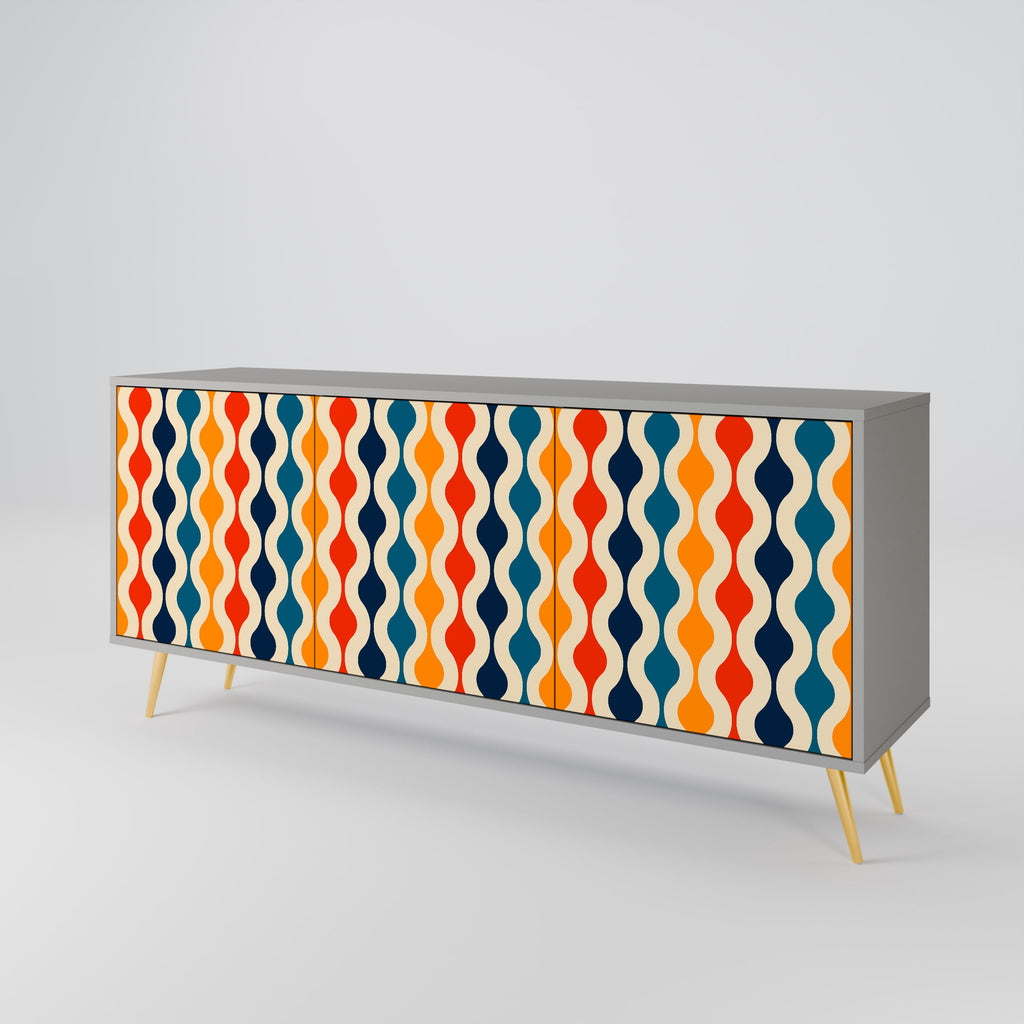 COLORFUL NOSTALGIA 3-Door Sideboard in Grey Finish