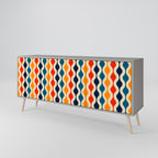 COLORFUL NOSTALGIA 3-Door Sideboard in Grey Finish