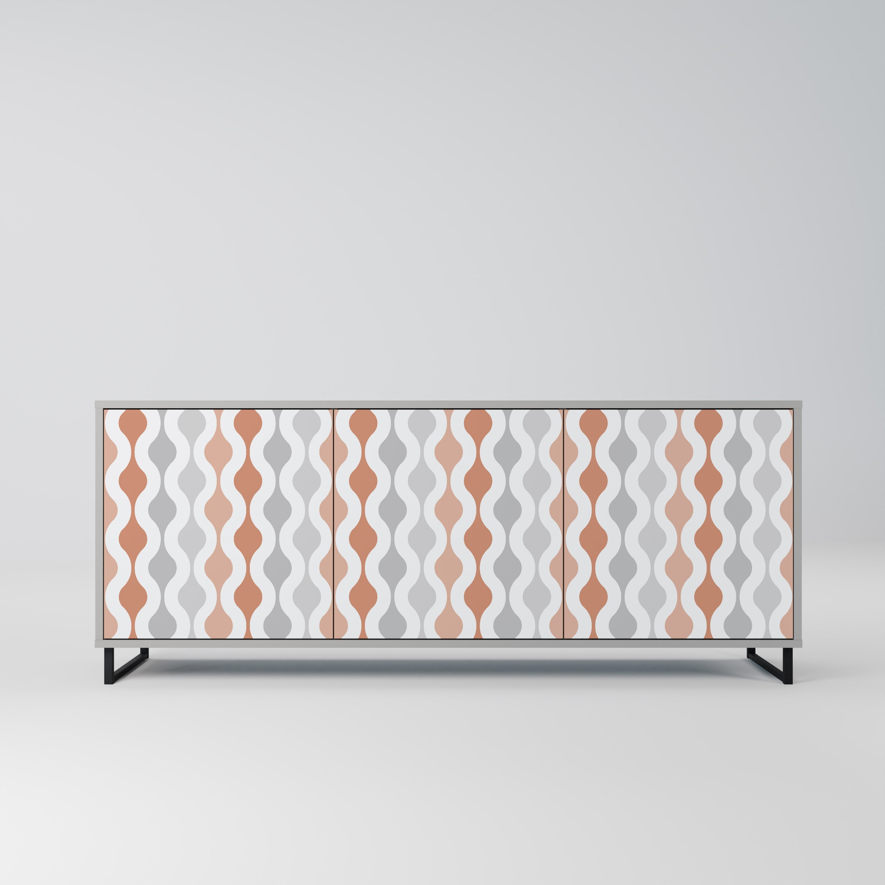 HAZY NOSTALGIA 3-Door Sideboard in Grey Finish