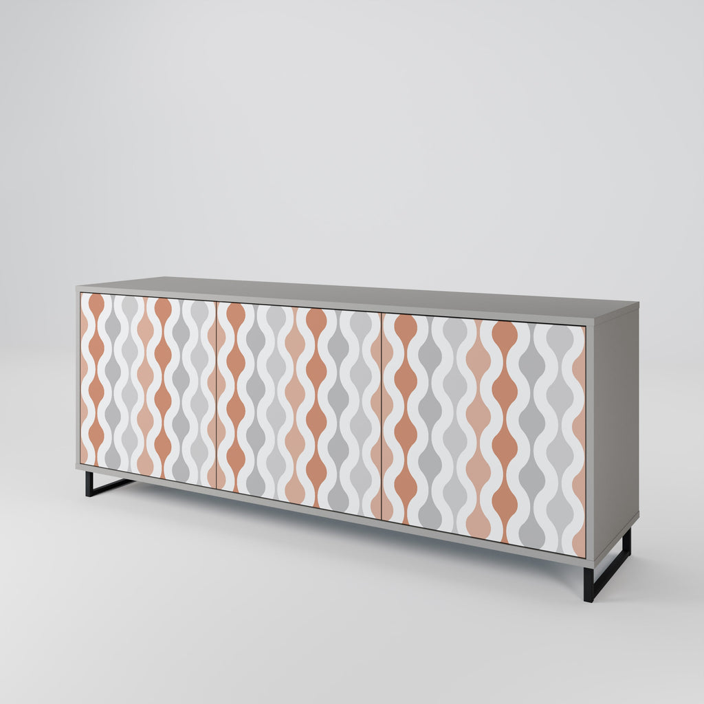 HAZY NOSTALGIA 3-Door Sideboard in Grey Finish