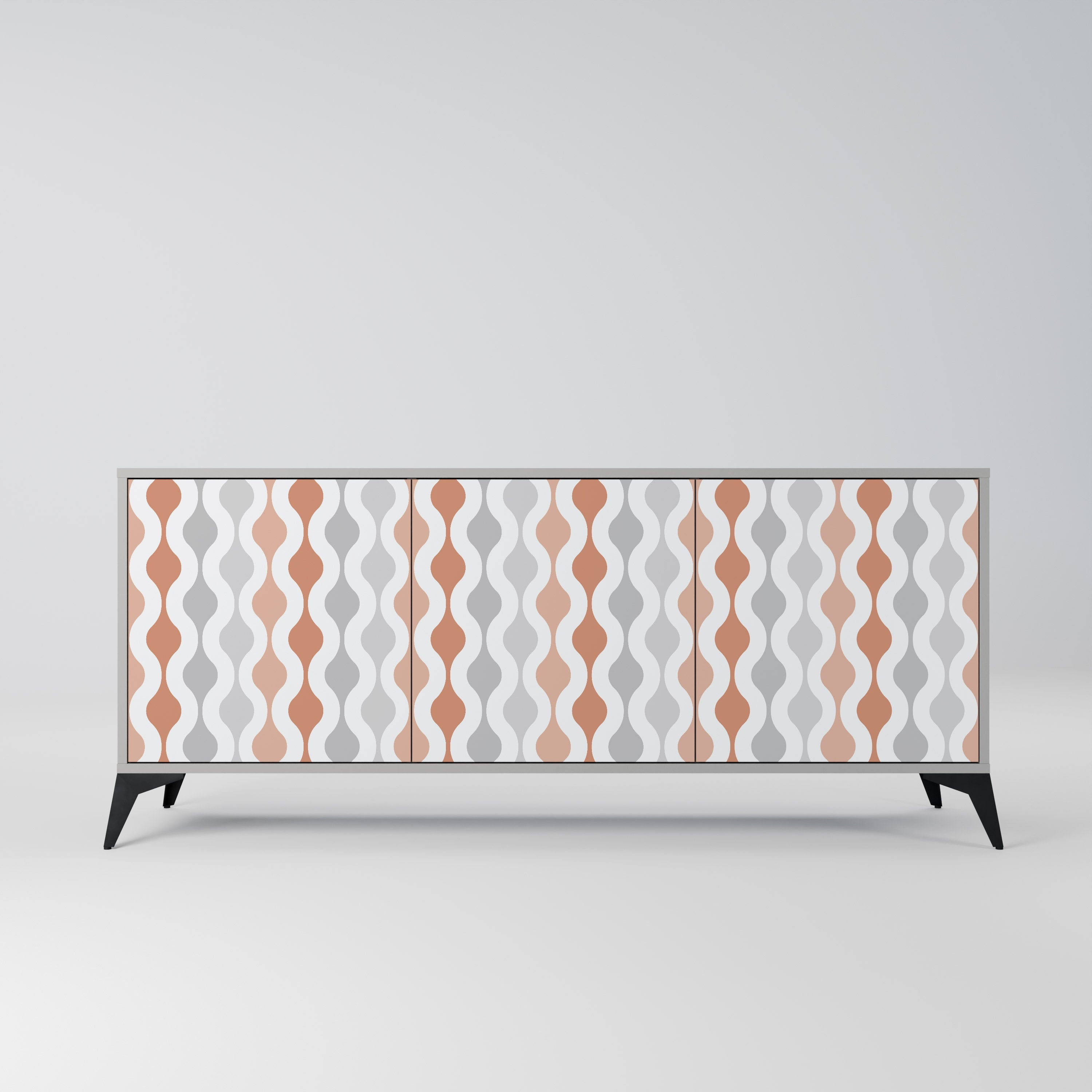 HAZY NOSTALGIA 3-Door Sideboard in Grey Finish