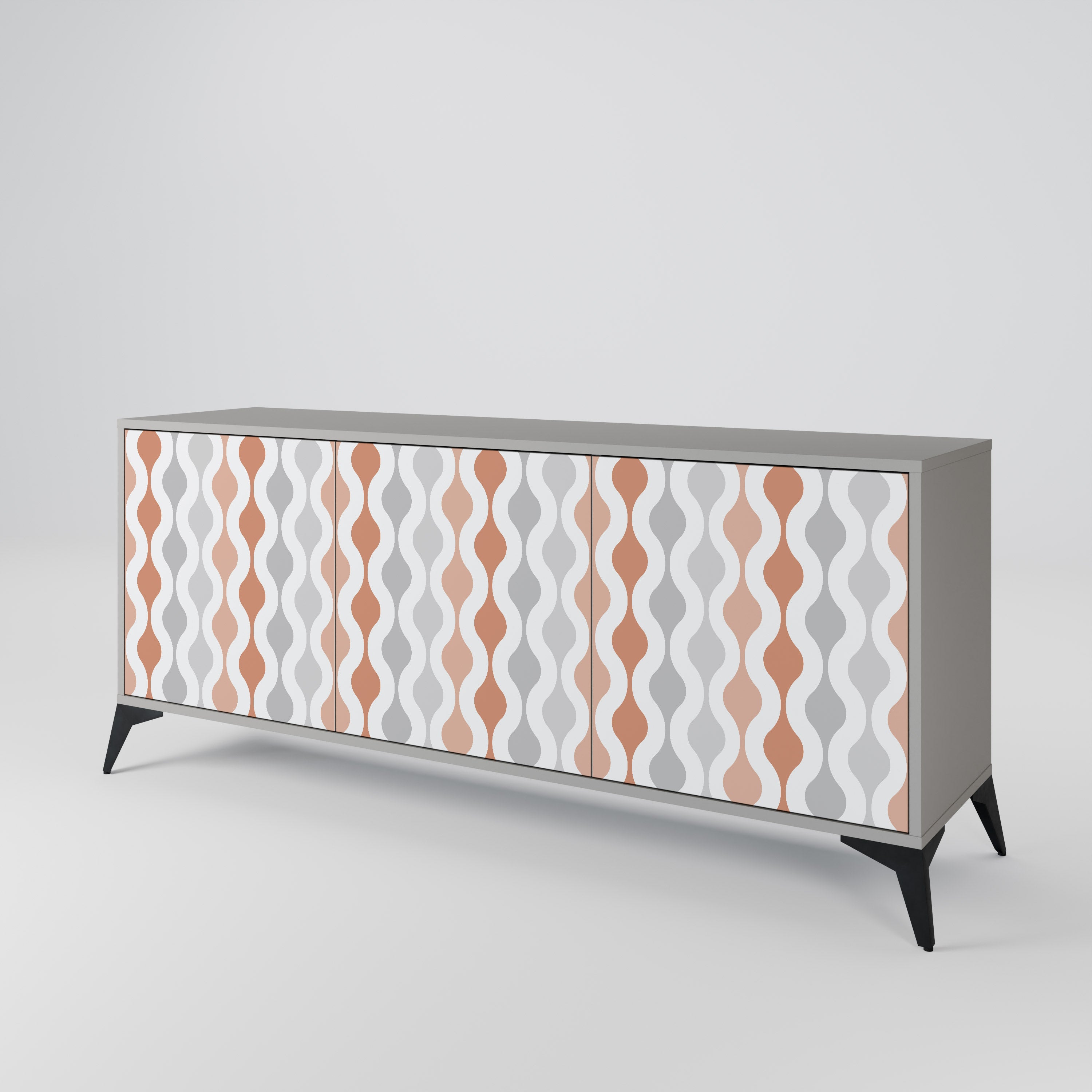 HAZY NOSTALGIA 3-Door Sideboard in Grey Finish