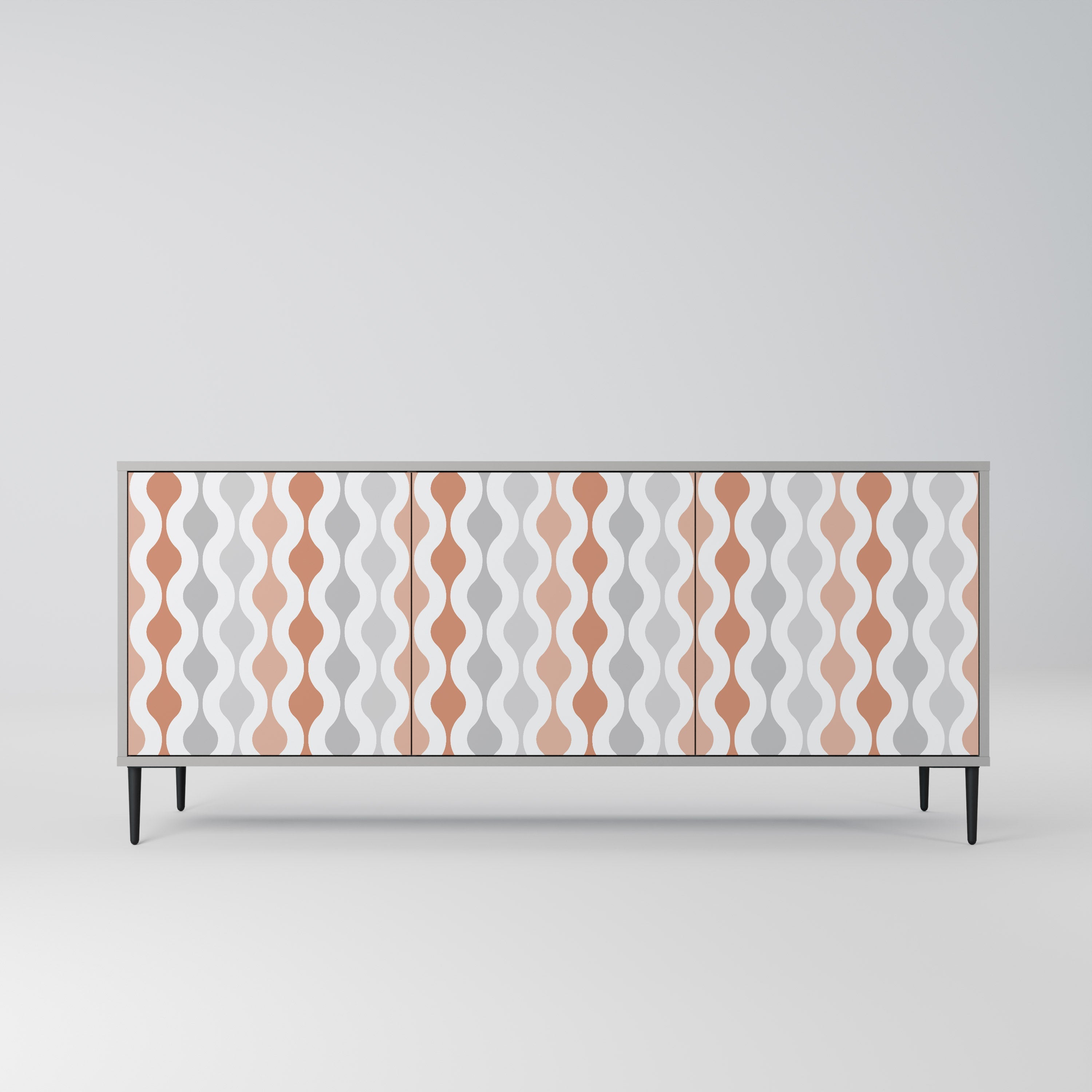 HAZY NOSTALGIA 3-Door Sideboard in Grey Finish