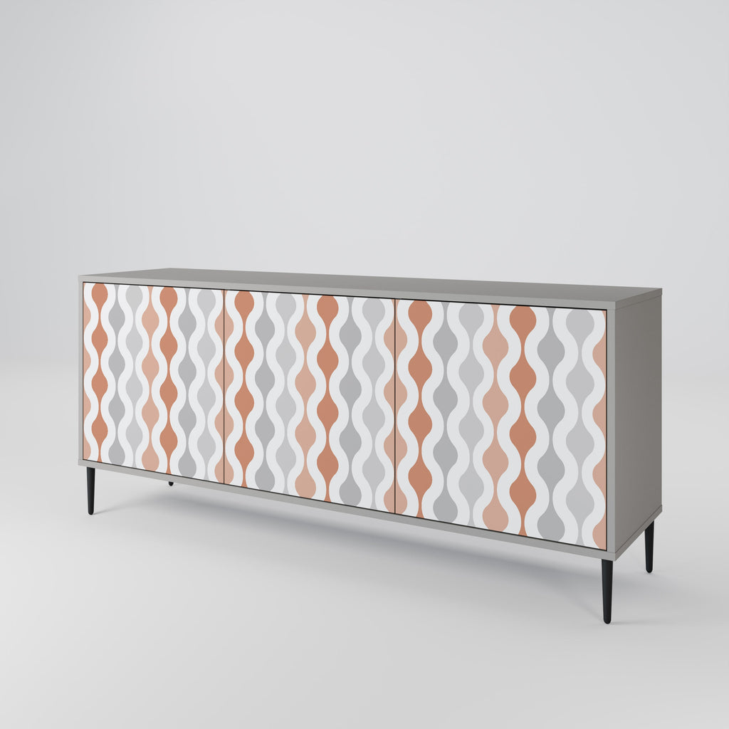 HAZY NOSTALGIA 3-Door Sideboard in Grey Finish