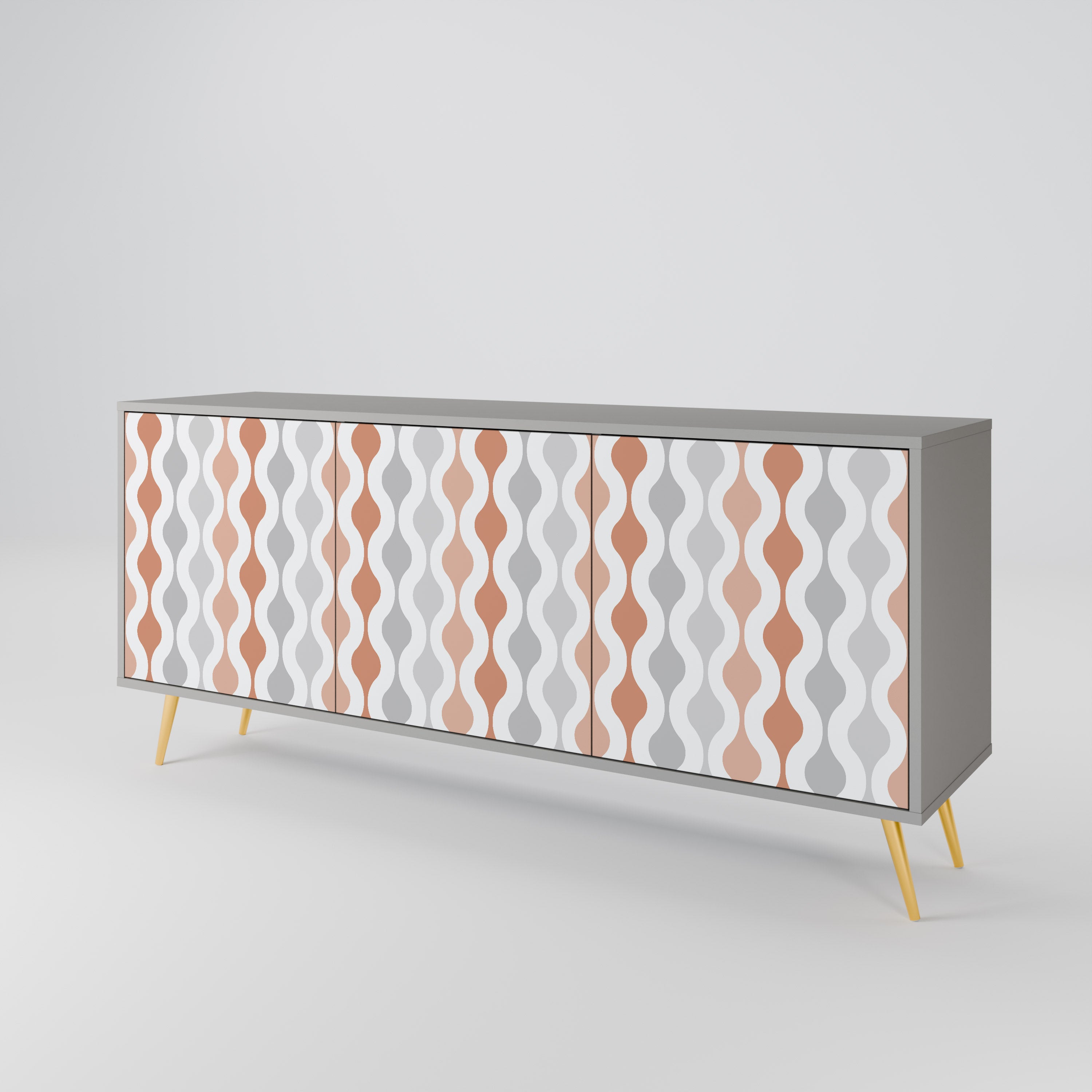 HAZY NOSTALGIA 3-Door Sideboard in Grey Finish