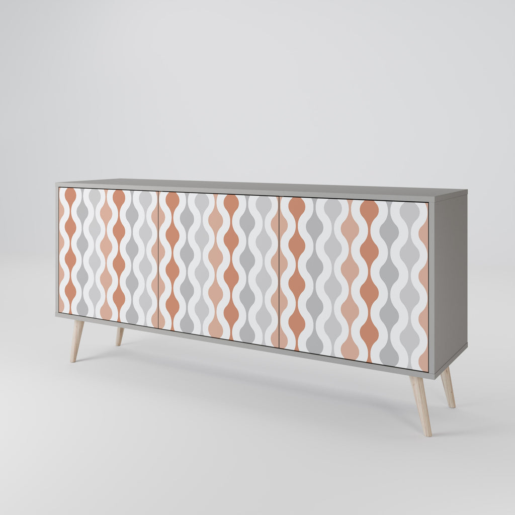 HAZY NOSTALGIA 3-Door Sideboard in Grey Finish