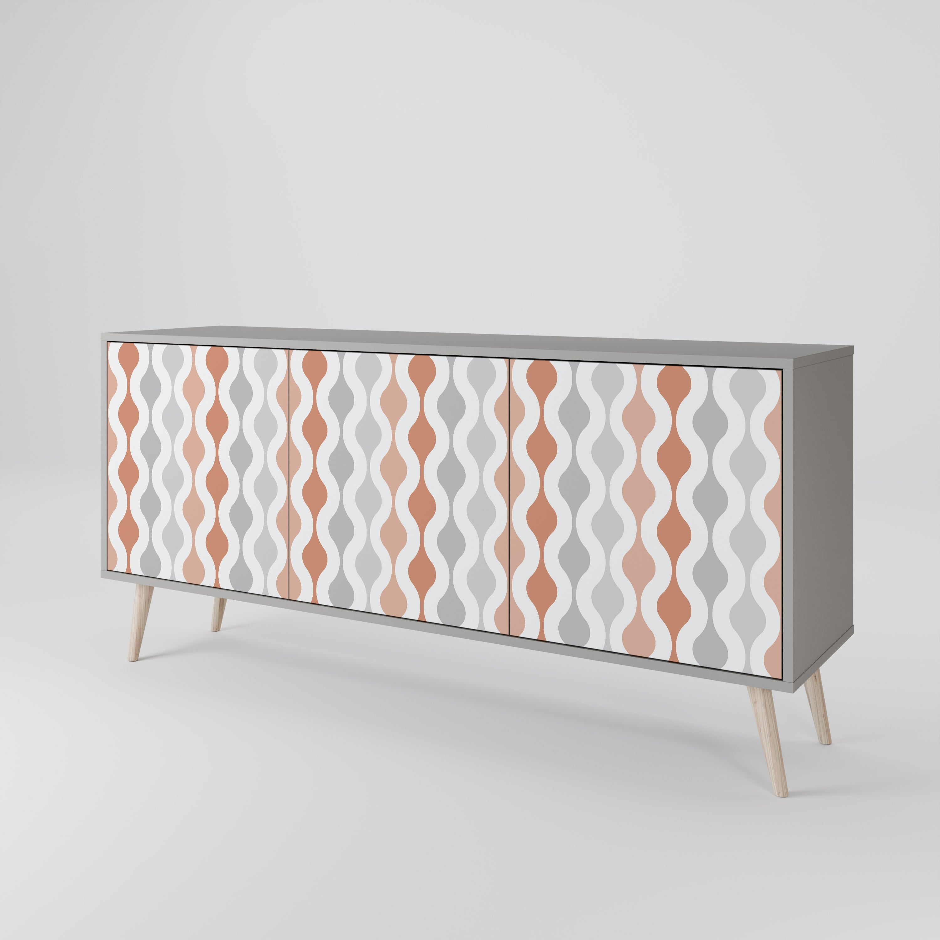 HAZY NOSTALGIA 3-Door Sideboard in Grey Finish