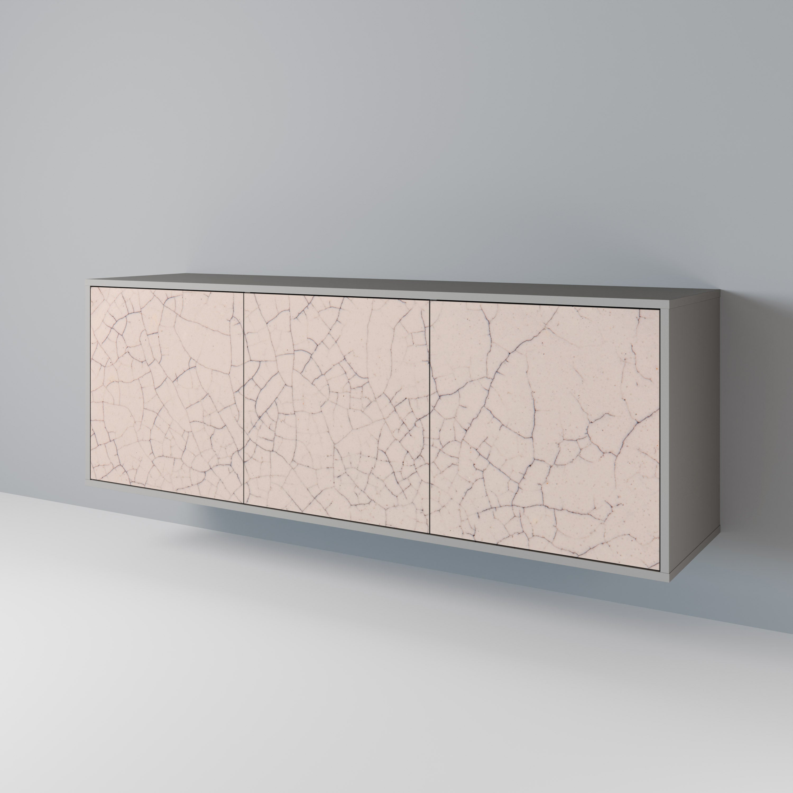 CERAMIC TEXTURE 3-Door Sideboard in Grey Finish
