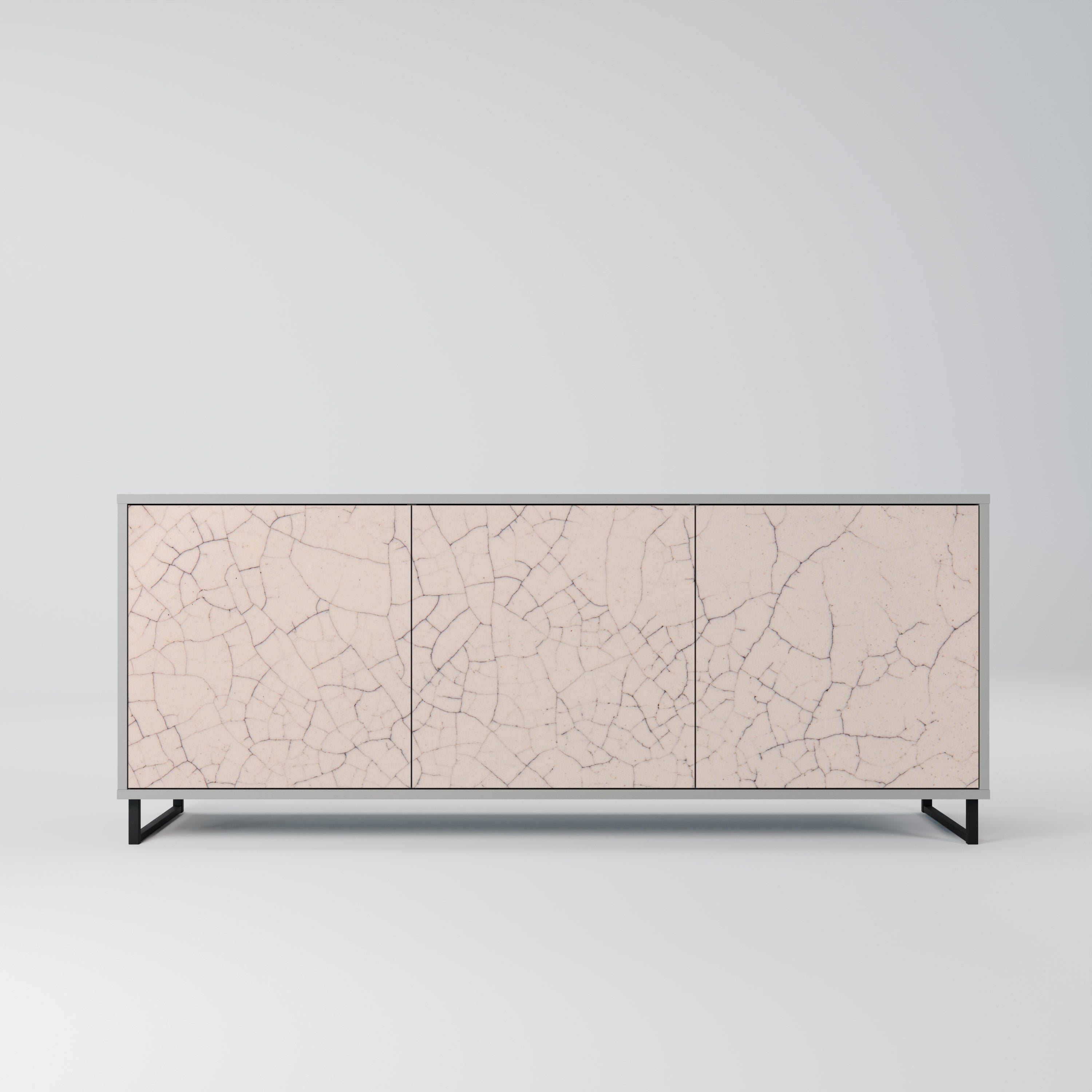 CERAMIC TEXTURE 3-Door Sideboard in Grey Finish