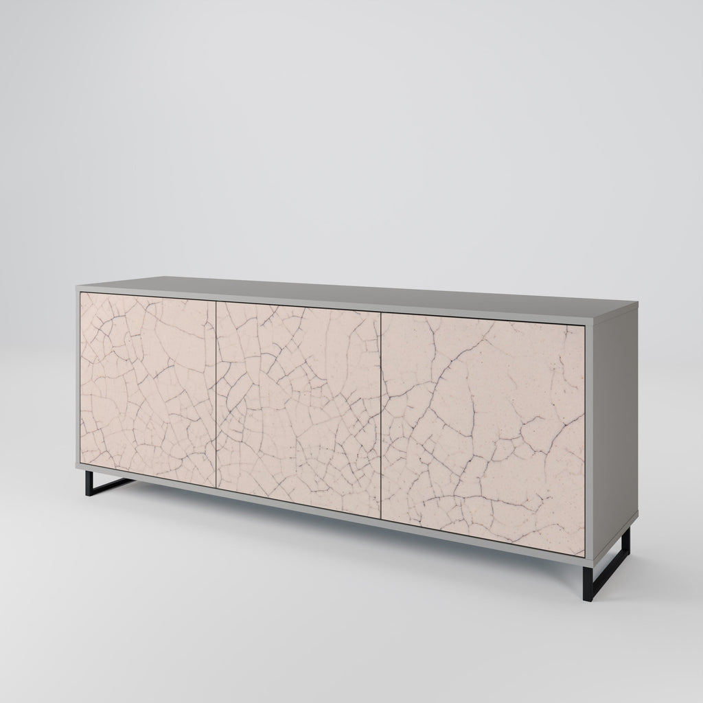 CERAMIC TEXTURE 3-Door Sideboard in Grey Finish