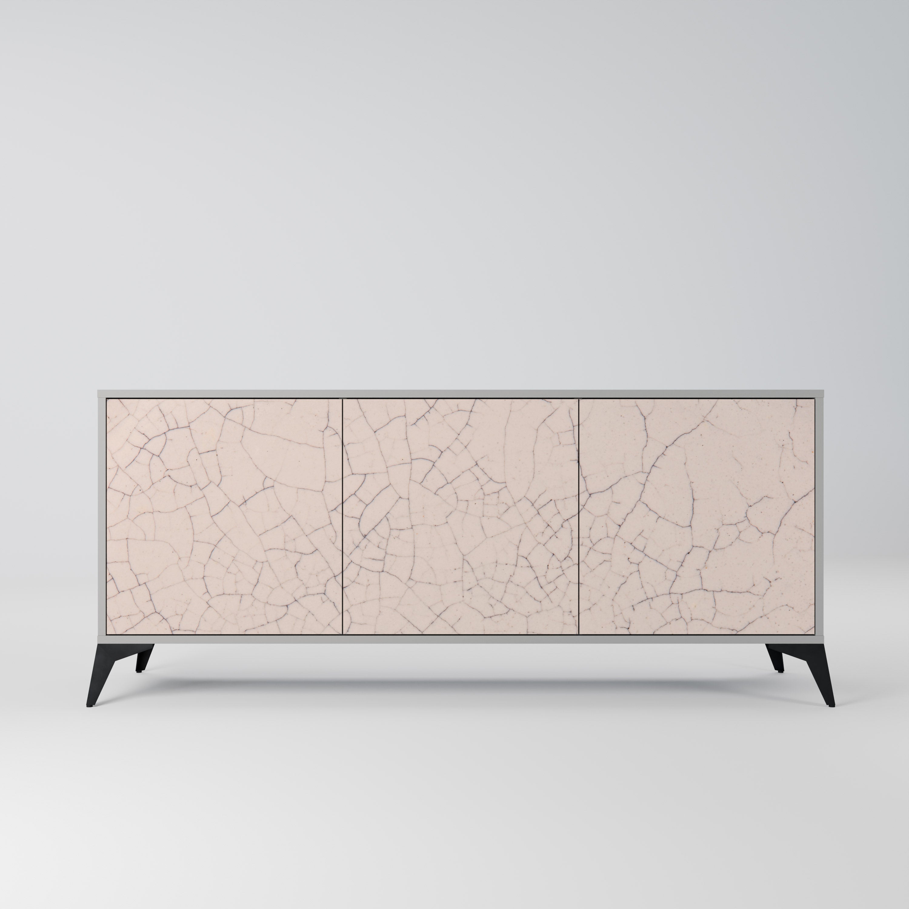CERAMIC TEXTURE 3-Door Sideboard in Grey Finish
