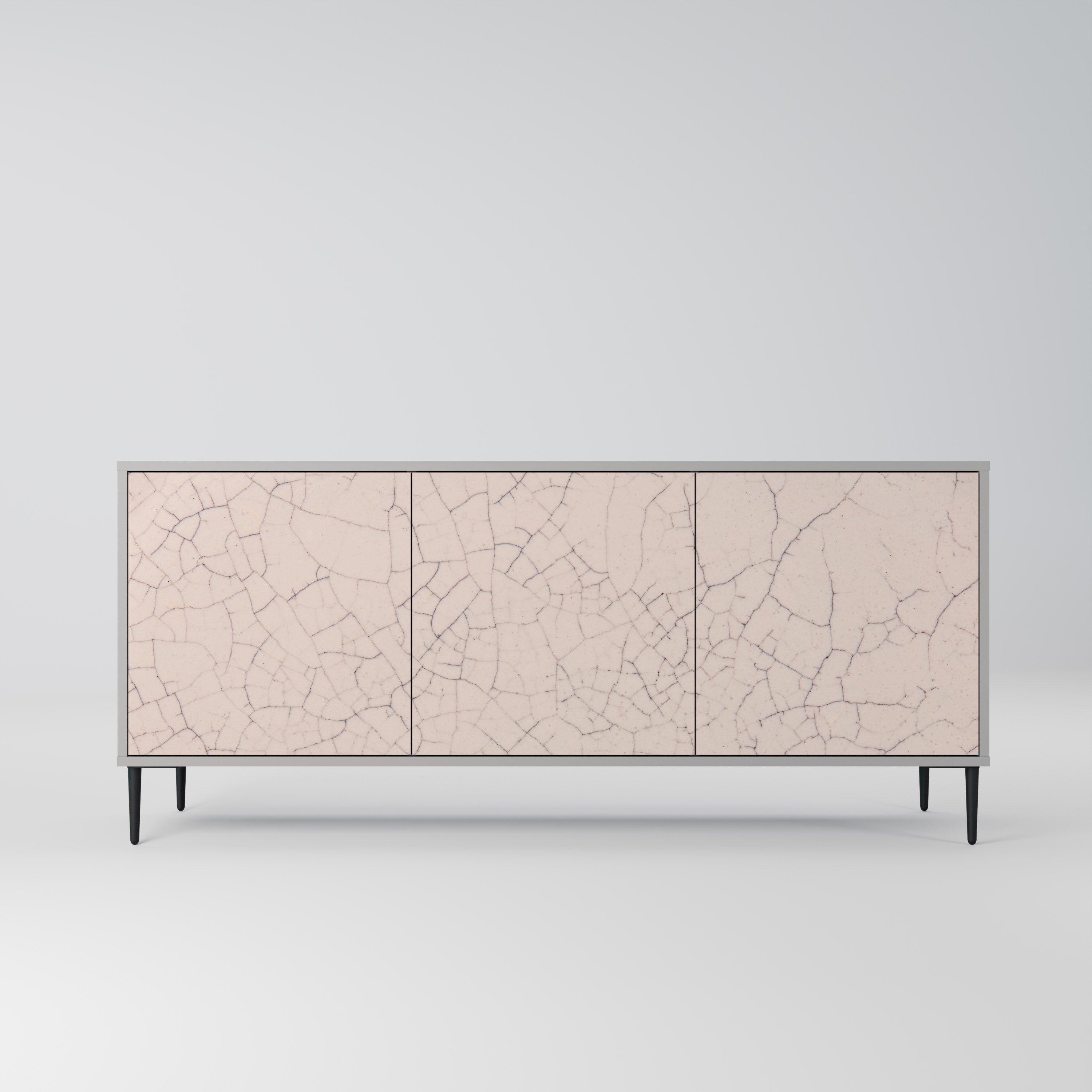 CERAMIC TEXTURE 3-Door Sideboard in Grey Finish