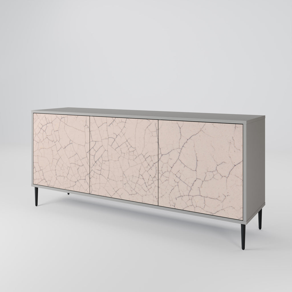 CERAMIC TEXTURE 3-Door Sideboard in Grey Finish