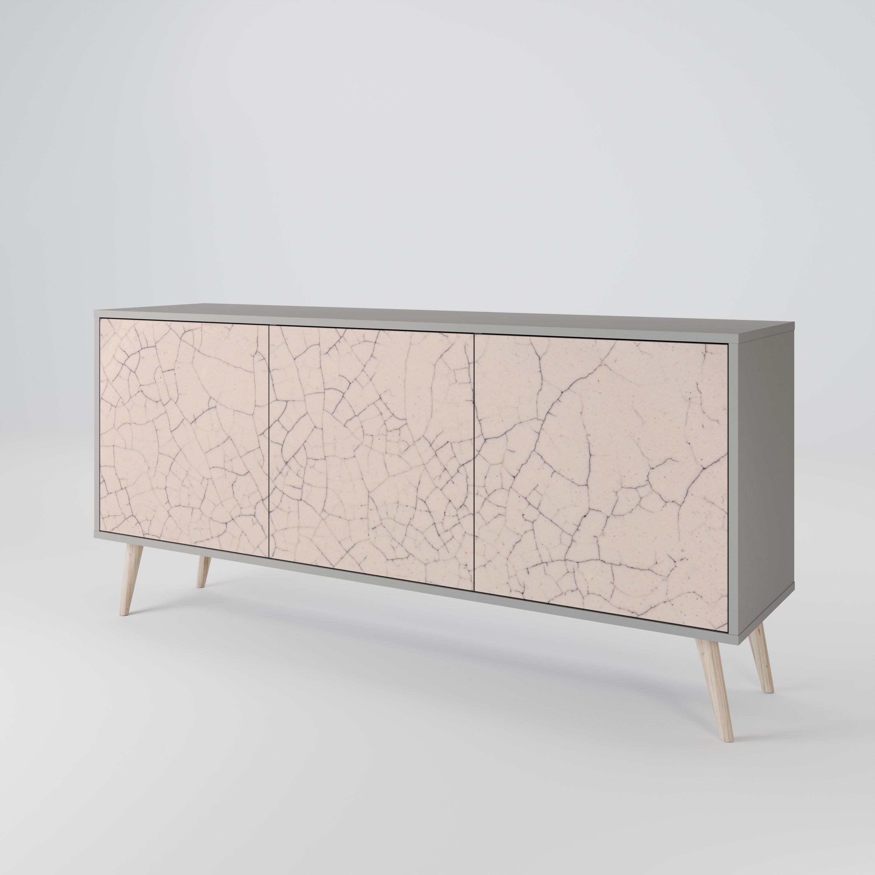 CERAMIC TEXTURE 3-Door Sideboard in Grey Finish