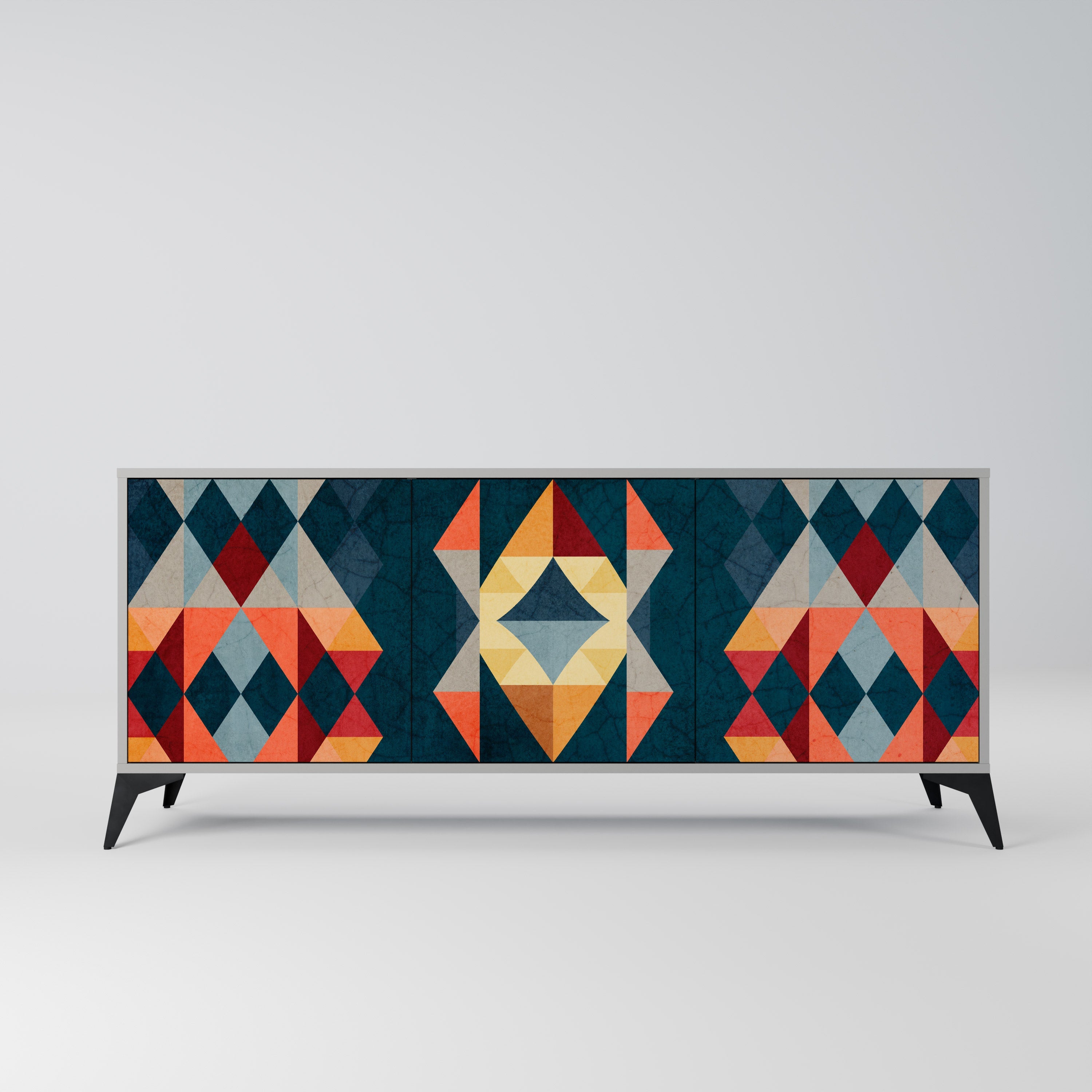 CRACKED ILLUSION 3-Door Sideboard in Grey Finish