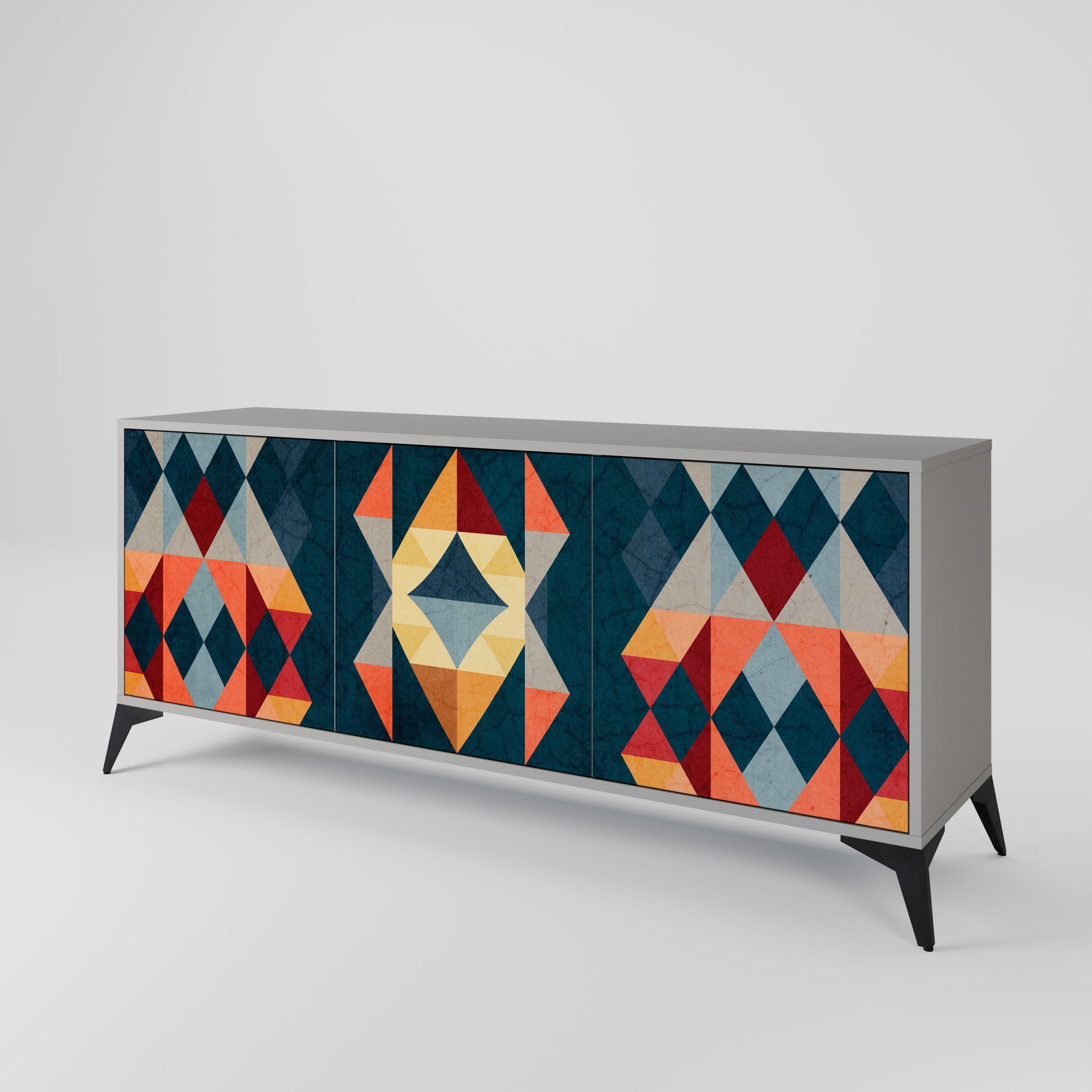 CRACKED ILLUSION 3-Door Sideboard in Grey Finish