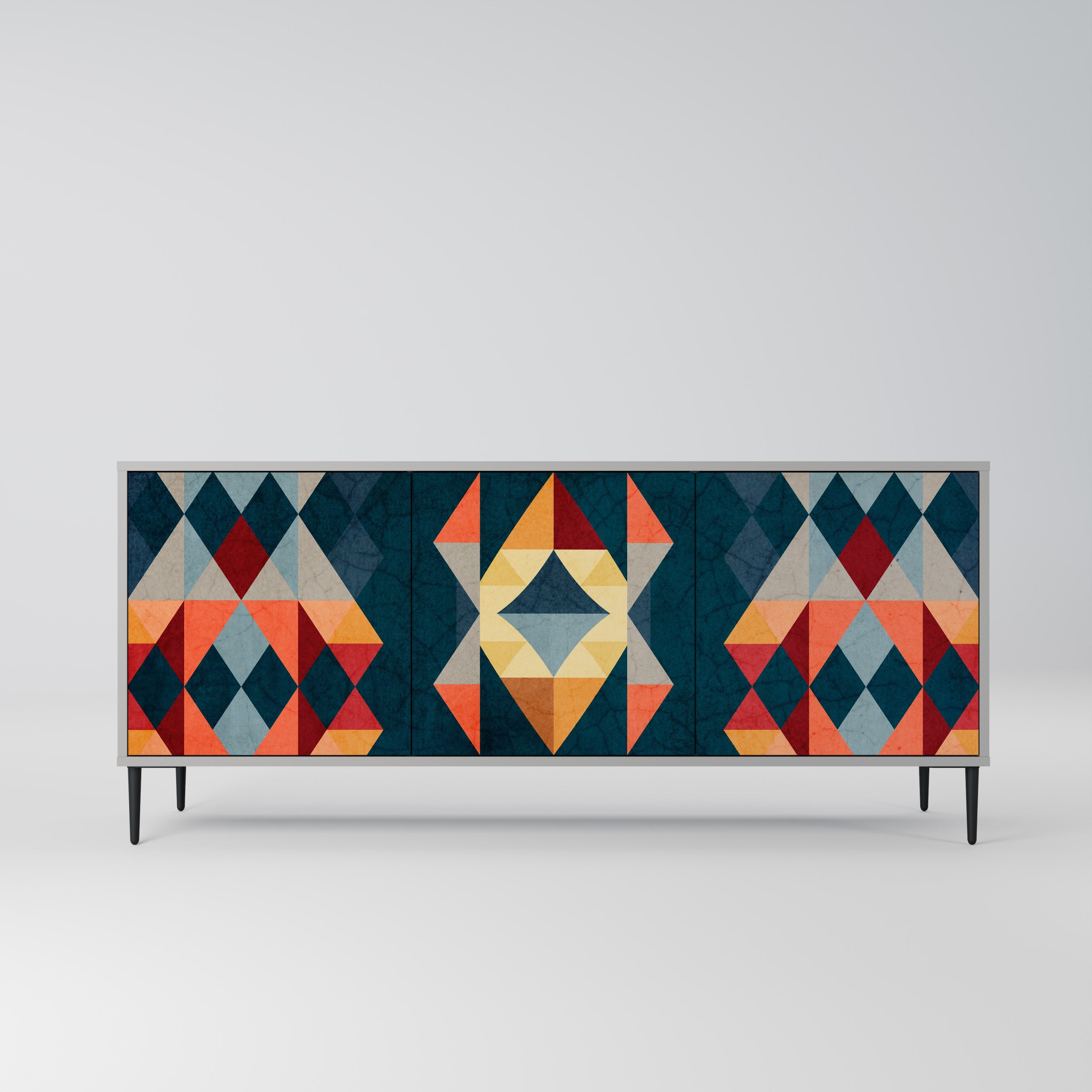 CRACKED ILLUSION 3-Door Sideboard in Grey Finish