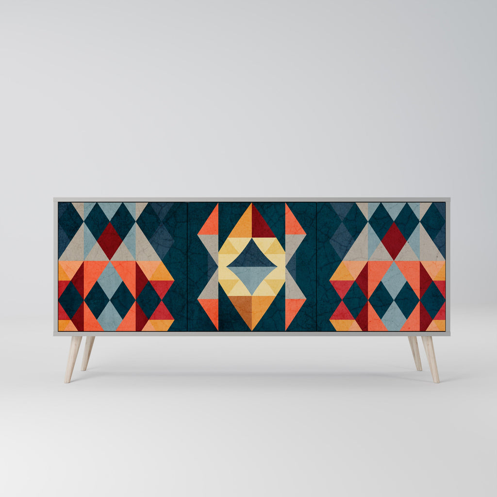 CRACKED ILLUSION 3-Door Sideboard in Grey Finish