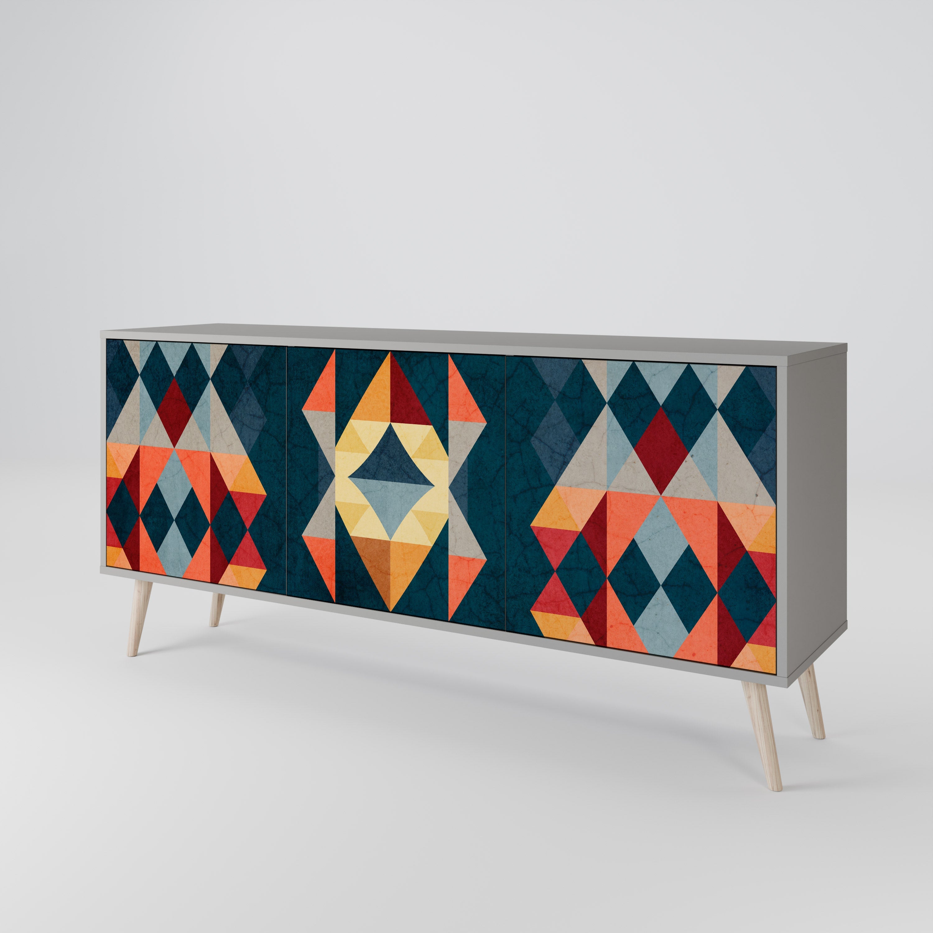 CRACKED ILLUSION 3-Door Sideboard in Grey Finish
