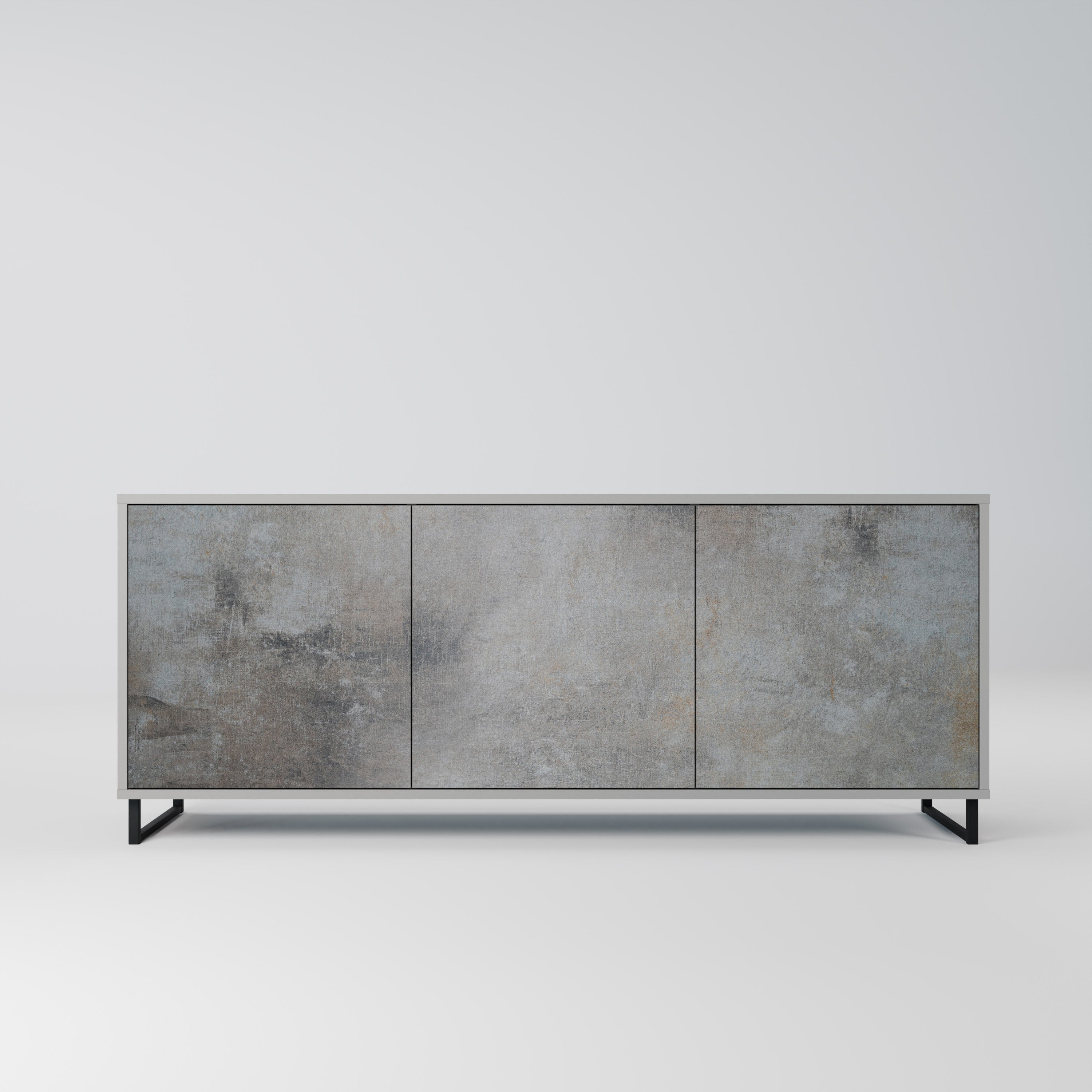 CONCRETE WALL 3-Door Sideboard in Grey Finish