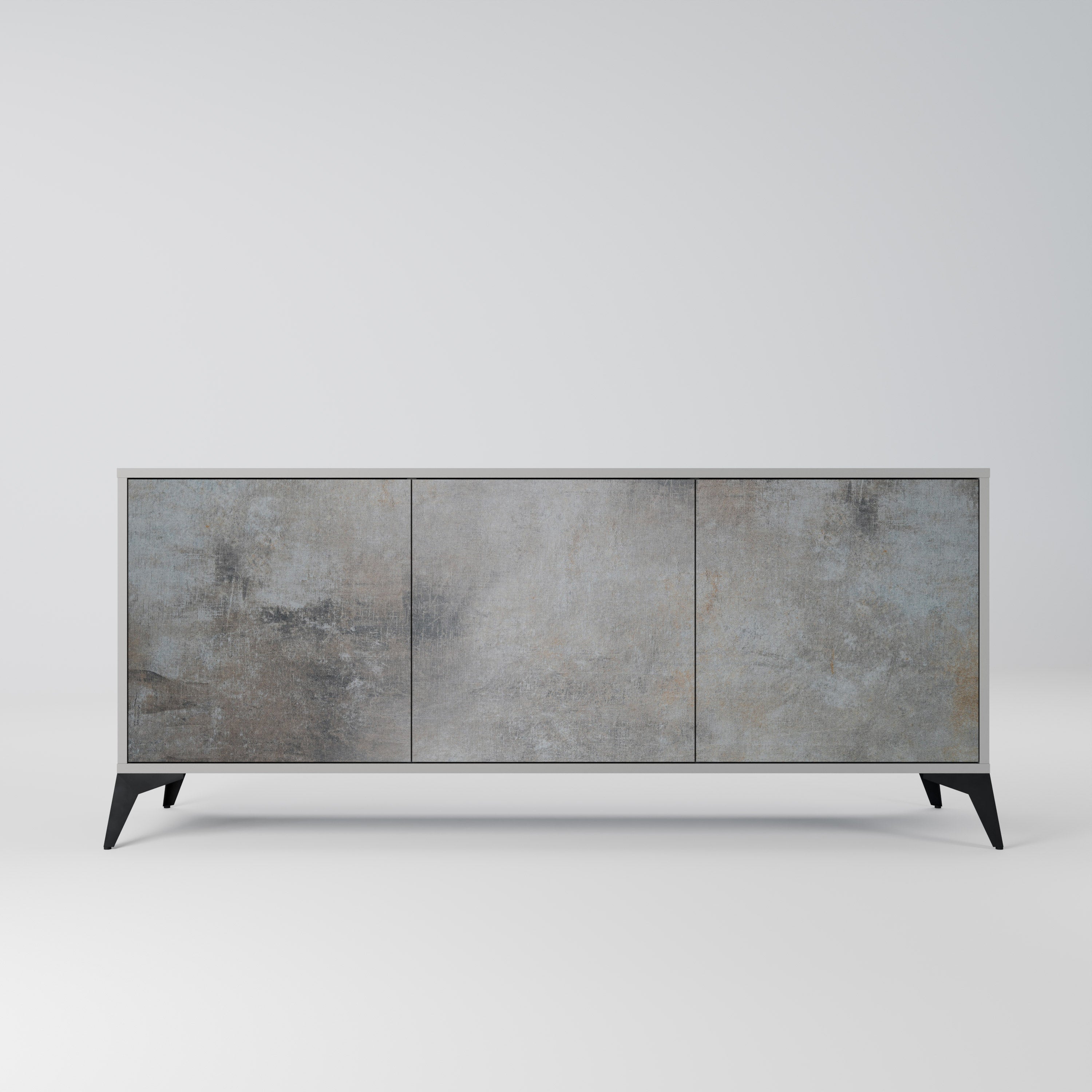 CONCRETE WALL 3-Door Sideboard in Grey Finish