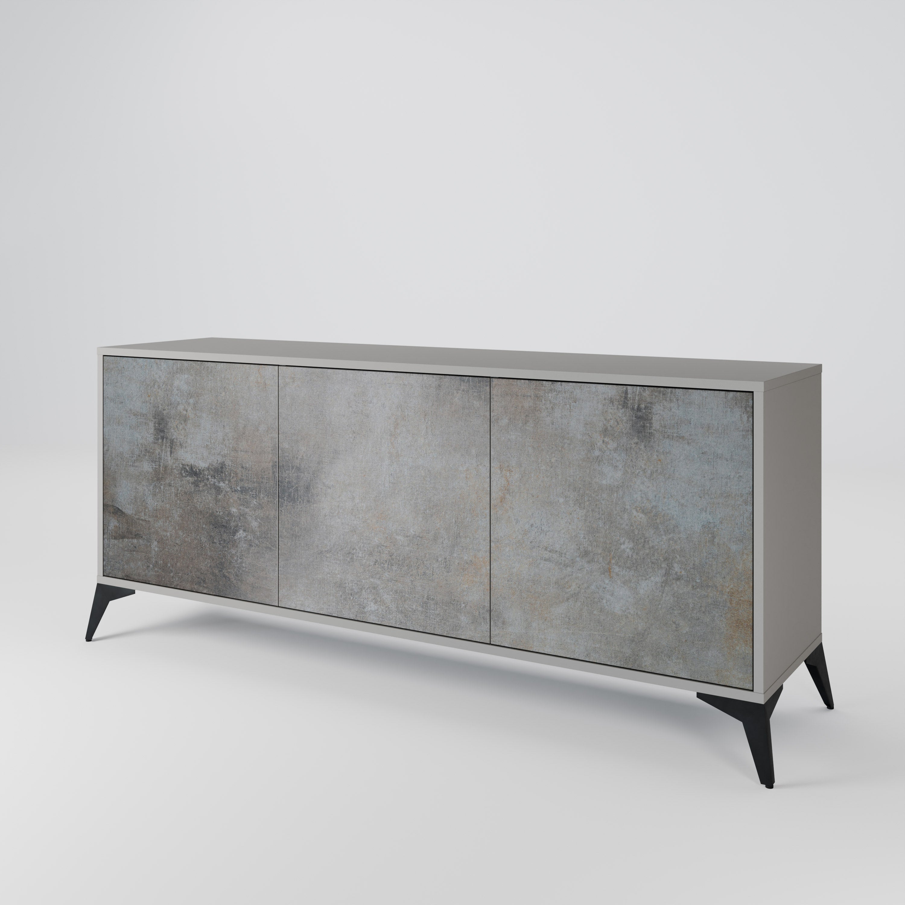 CONCRETE WALL 3-Door Sideboard in Grey Finish