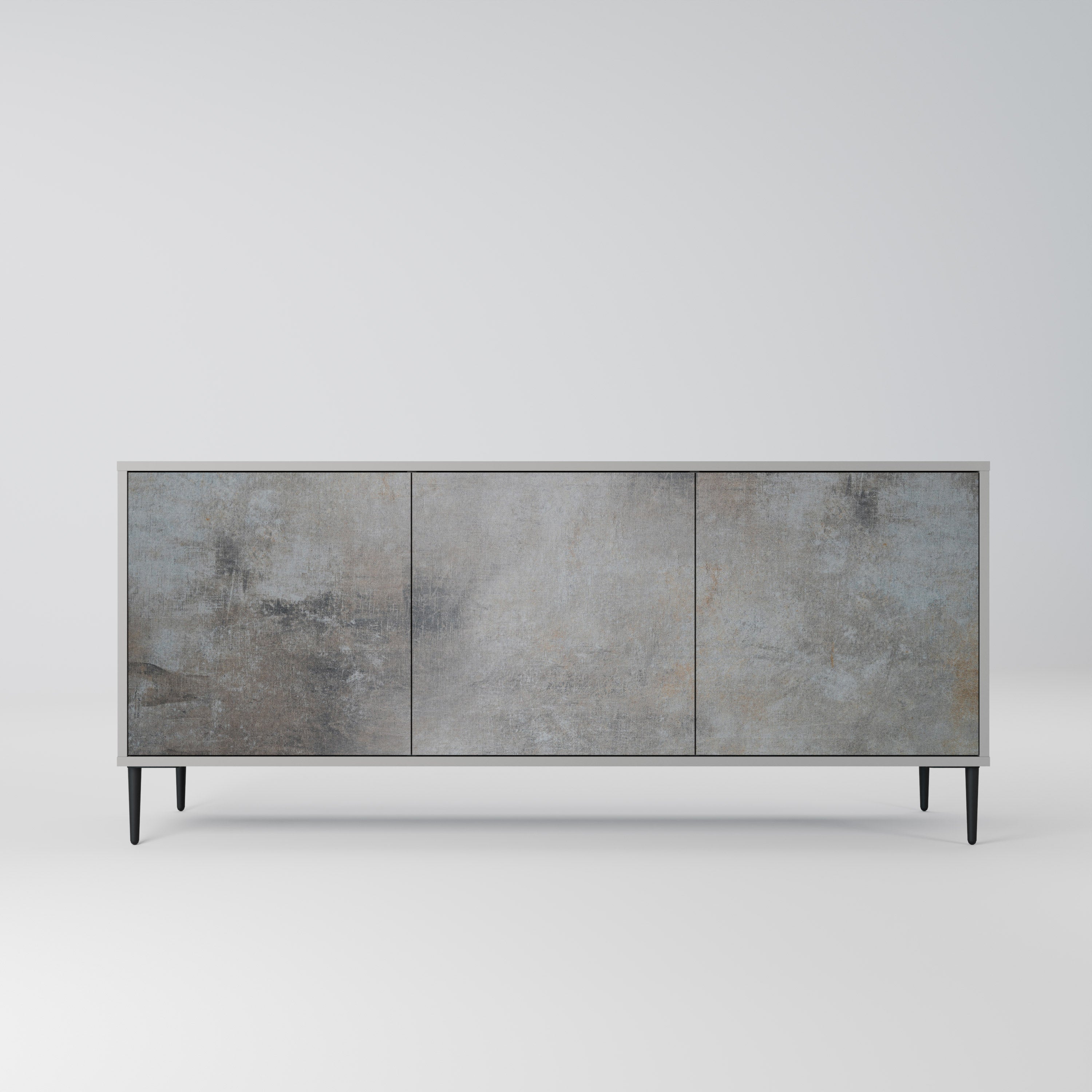 CONCRETE WALL 3-Door Sideboard in Grey Finish