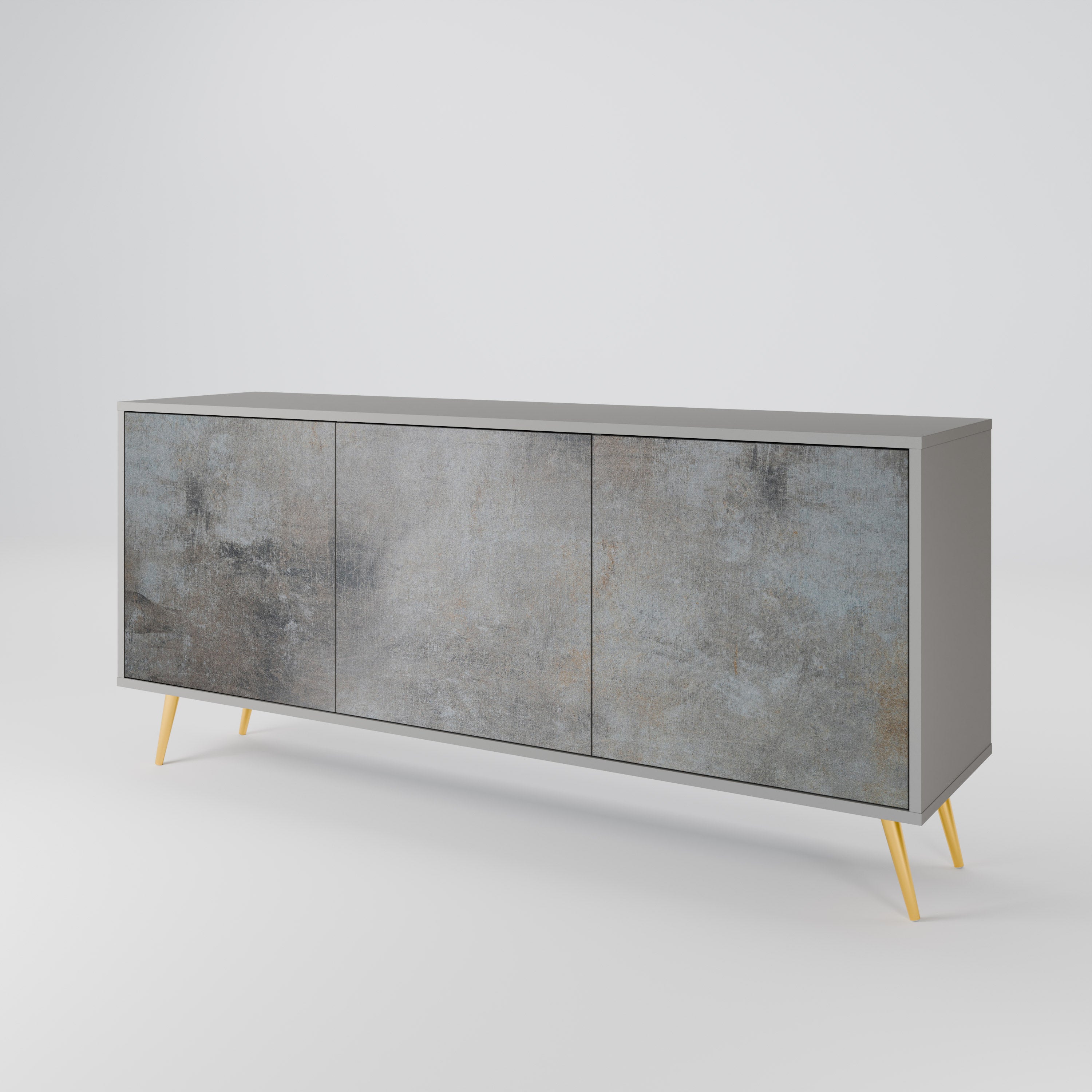 CONCRETE WALL 3-Door Sideboard in Grey Finish