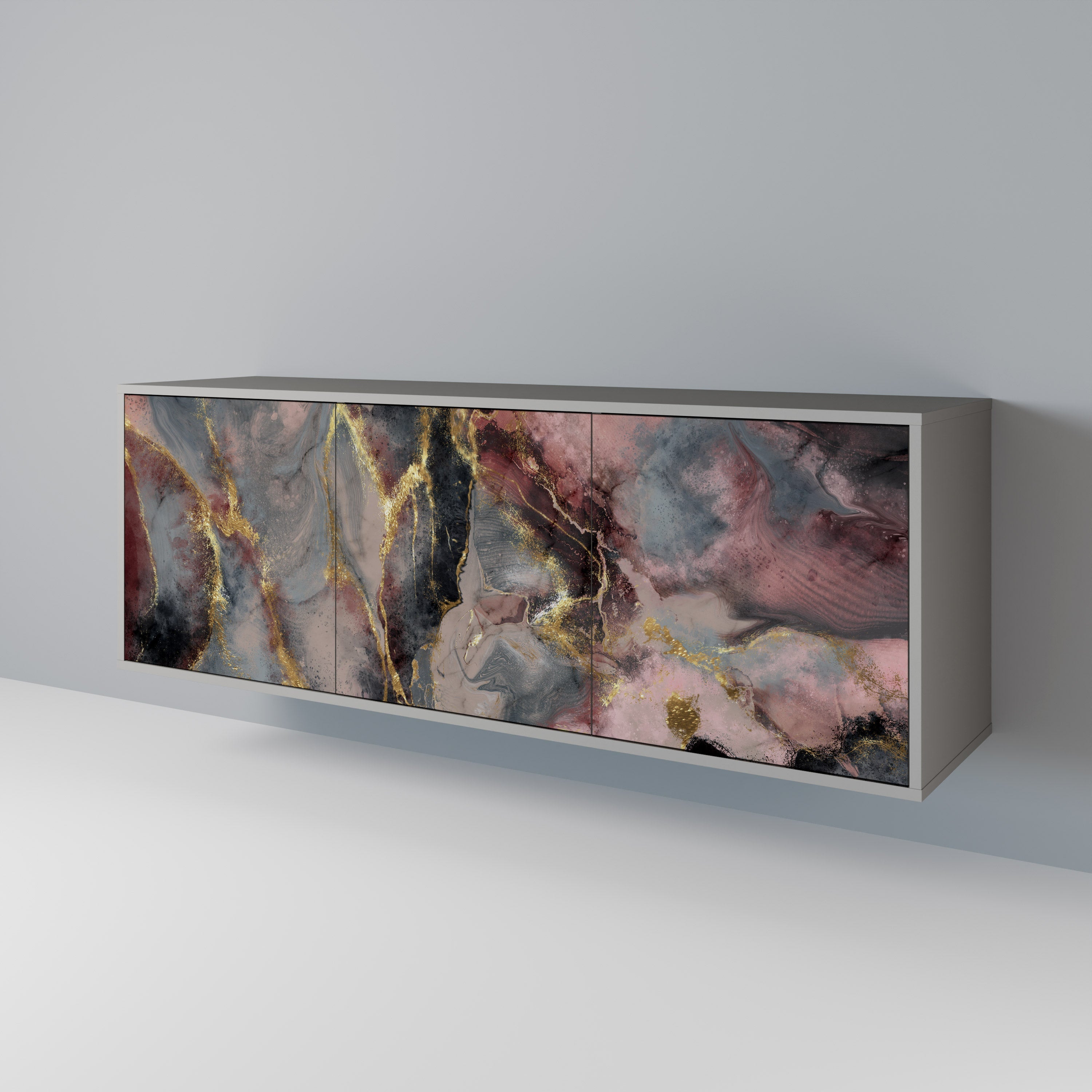 GOLDEN TIDES 3-Door Sideboard in Grey Finish