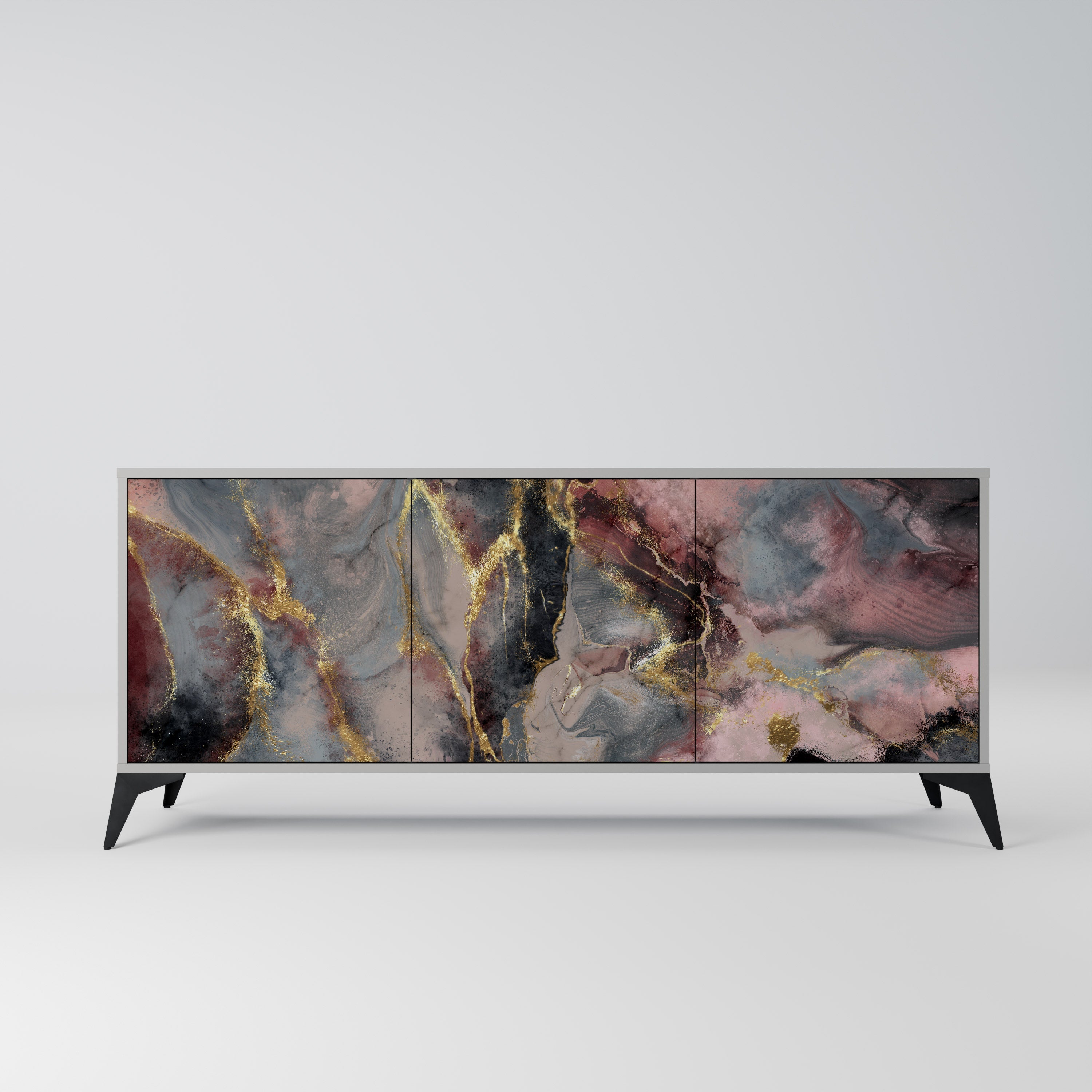 GOLDEN TIDES 3-Door Sideboard in Grey Finish