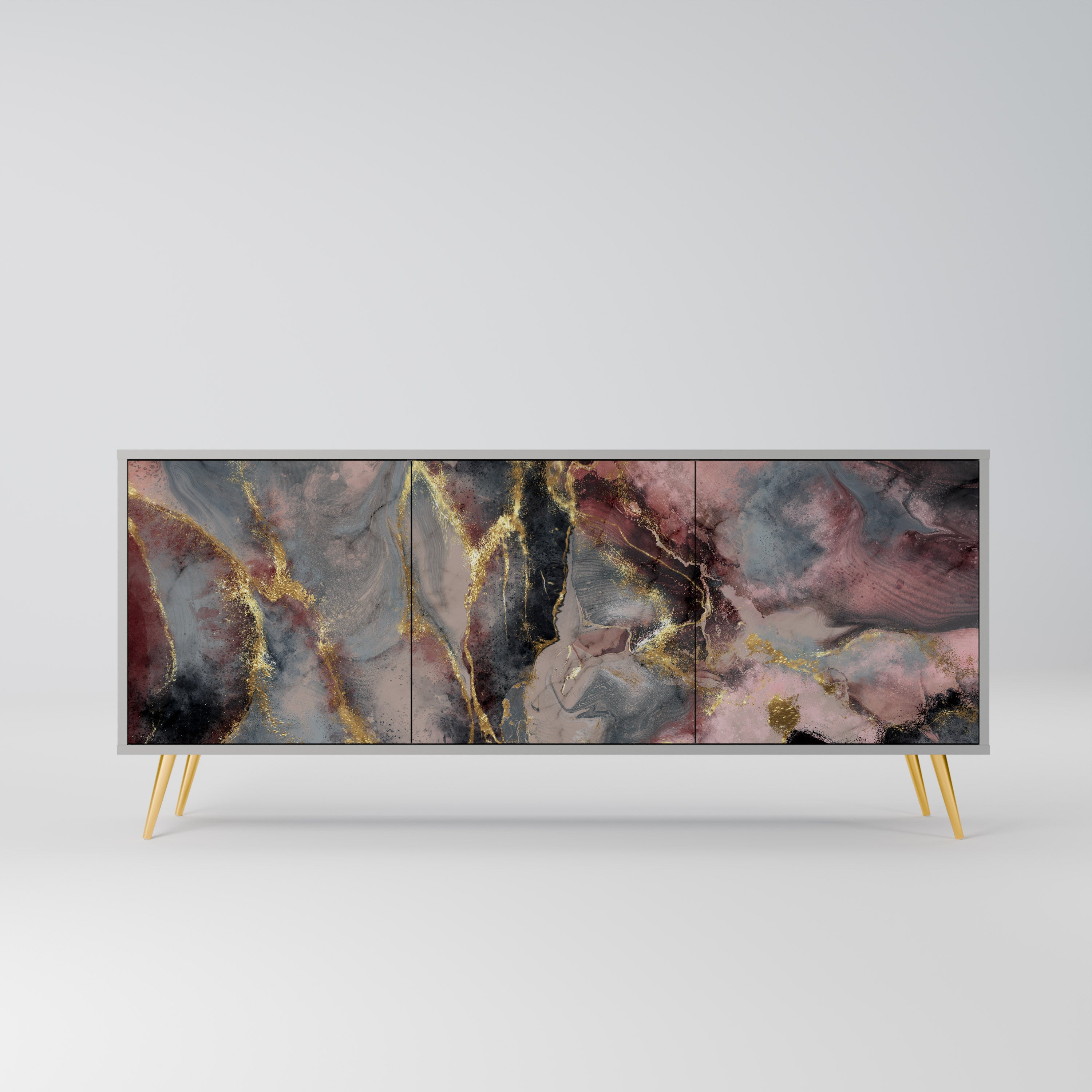 GOLDEN TIDES 3-Door Sideboard in Grey Finish