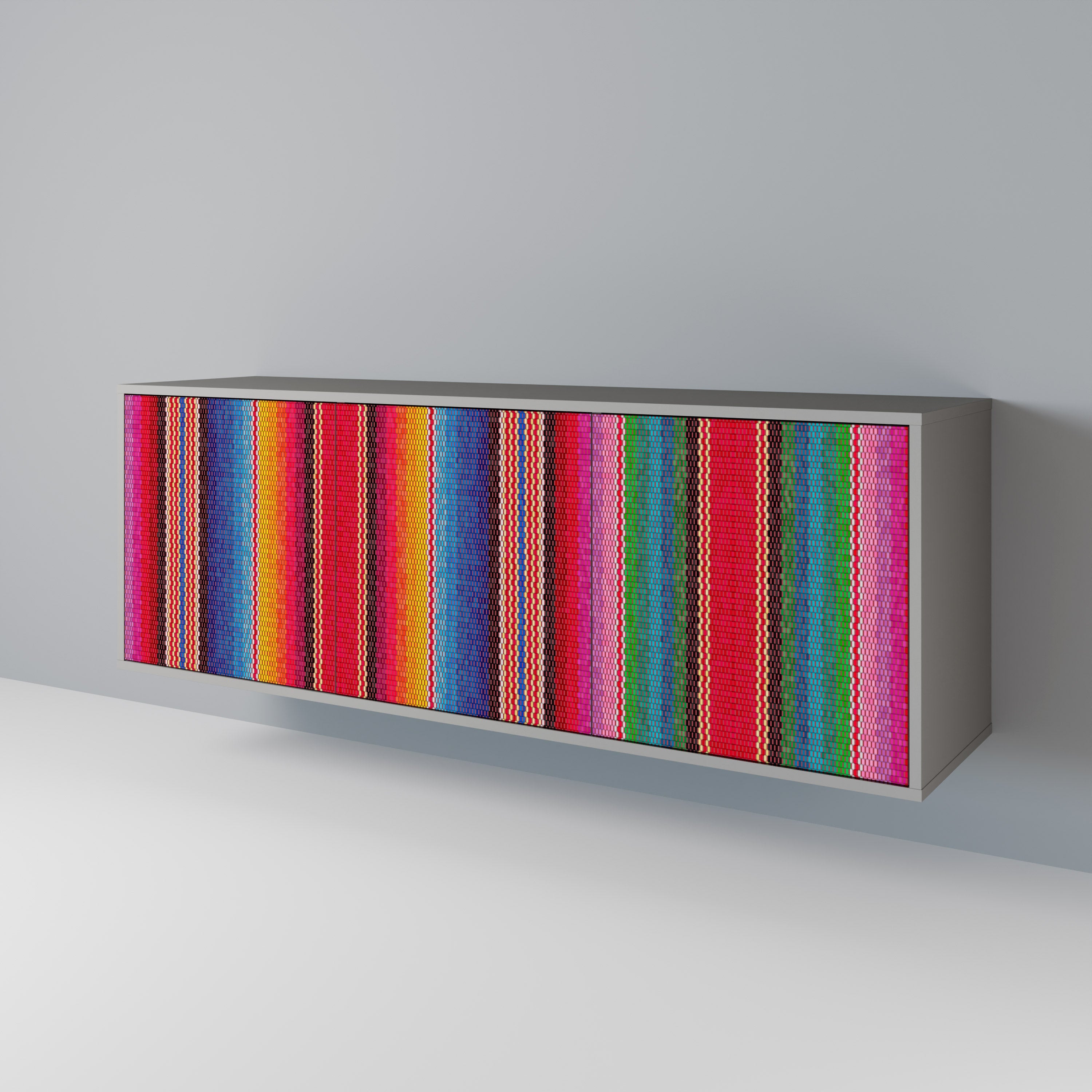 ETHNIC MEXICAN 3-Door Sideboard in Grey Finish